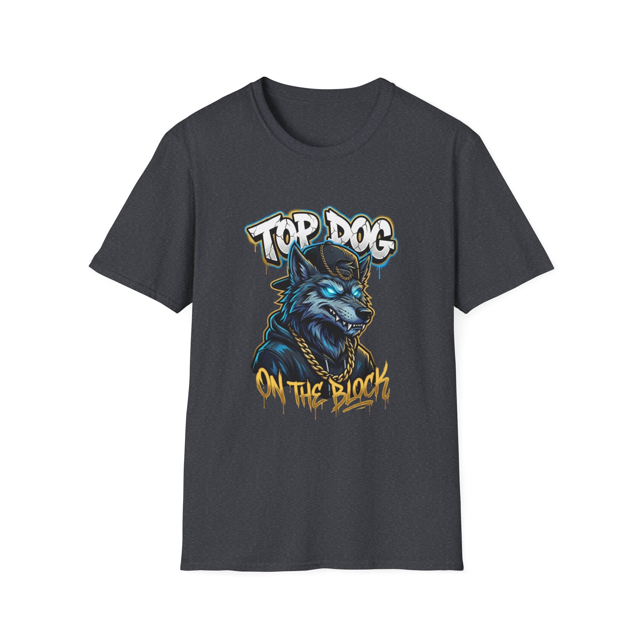 Top Dog On The Block Graphic T-Shirt — Bold Blue Wolf Streetwear Tee