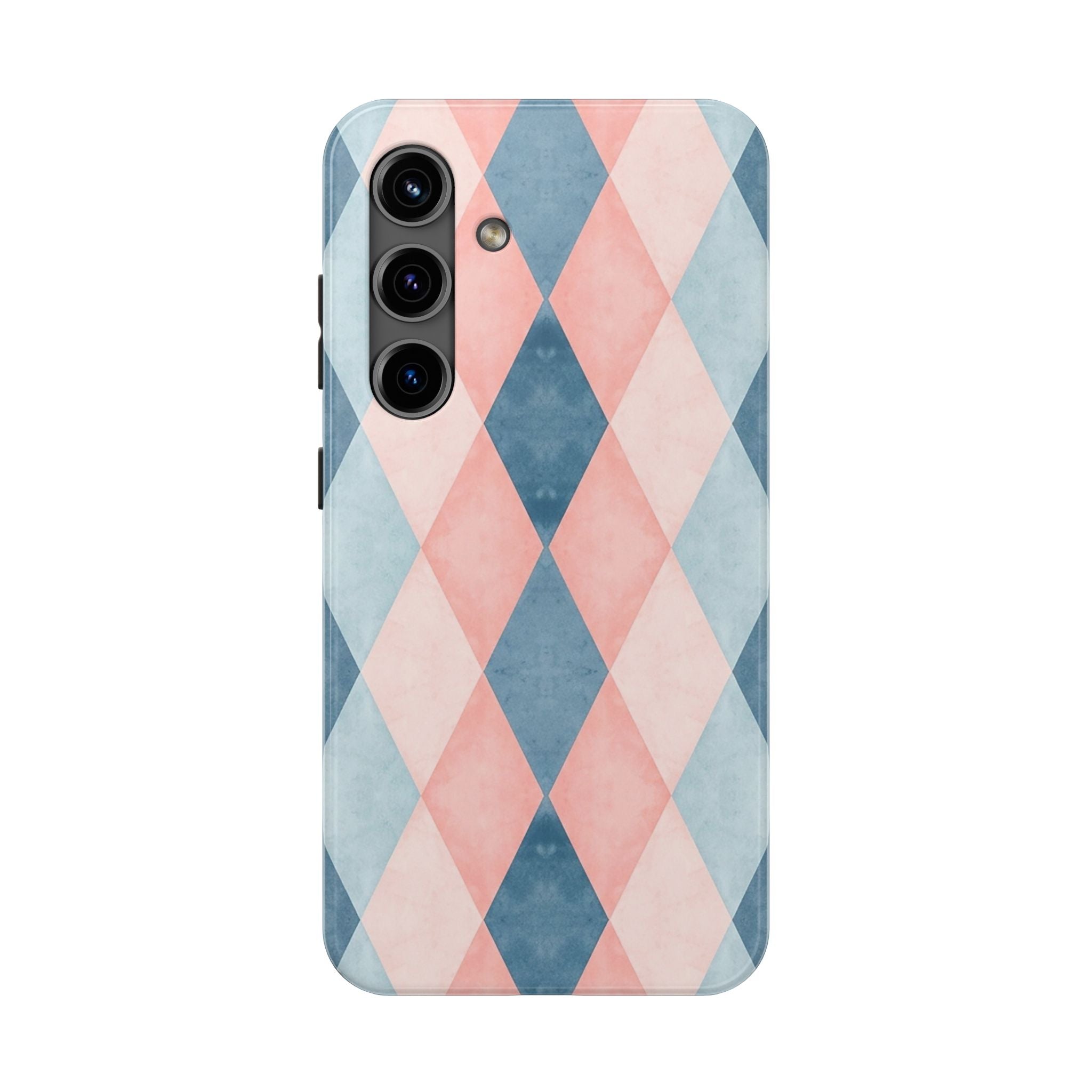 Pastel Harlequin Tough Phone Case — Blue & Pink Diamond Pattern