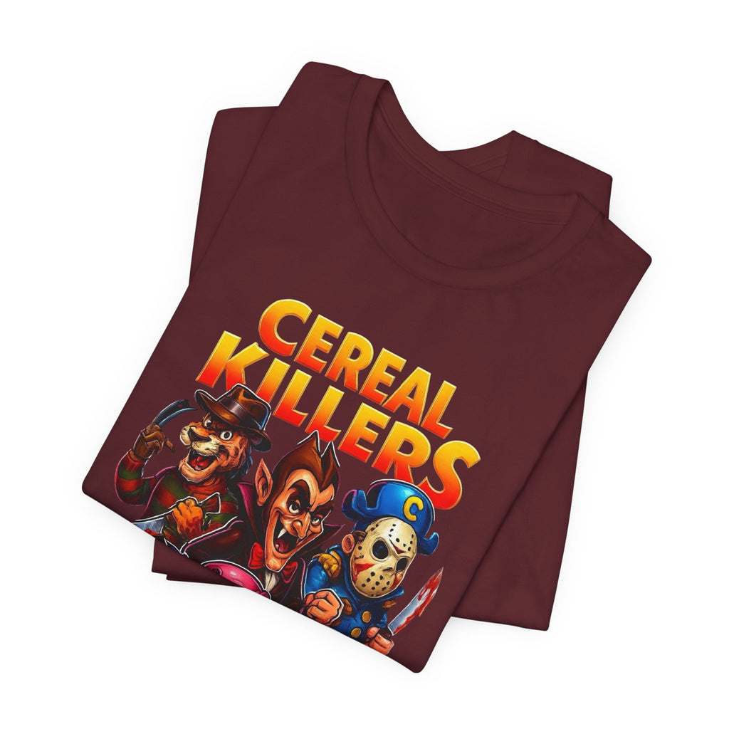 Cereal Killers Parody Horror Cartoon T-Shirt | Funny Cereal Villains Graphic Tee