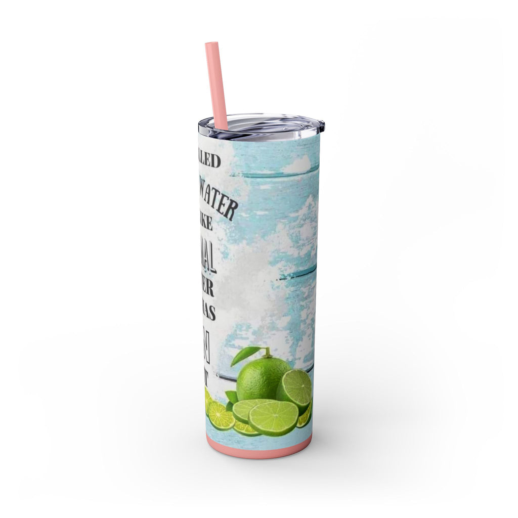 20oz Skinny Tumbler with Straw — Summer Water Tumbler