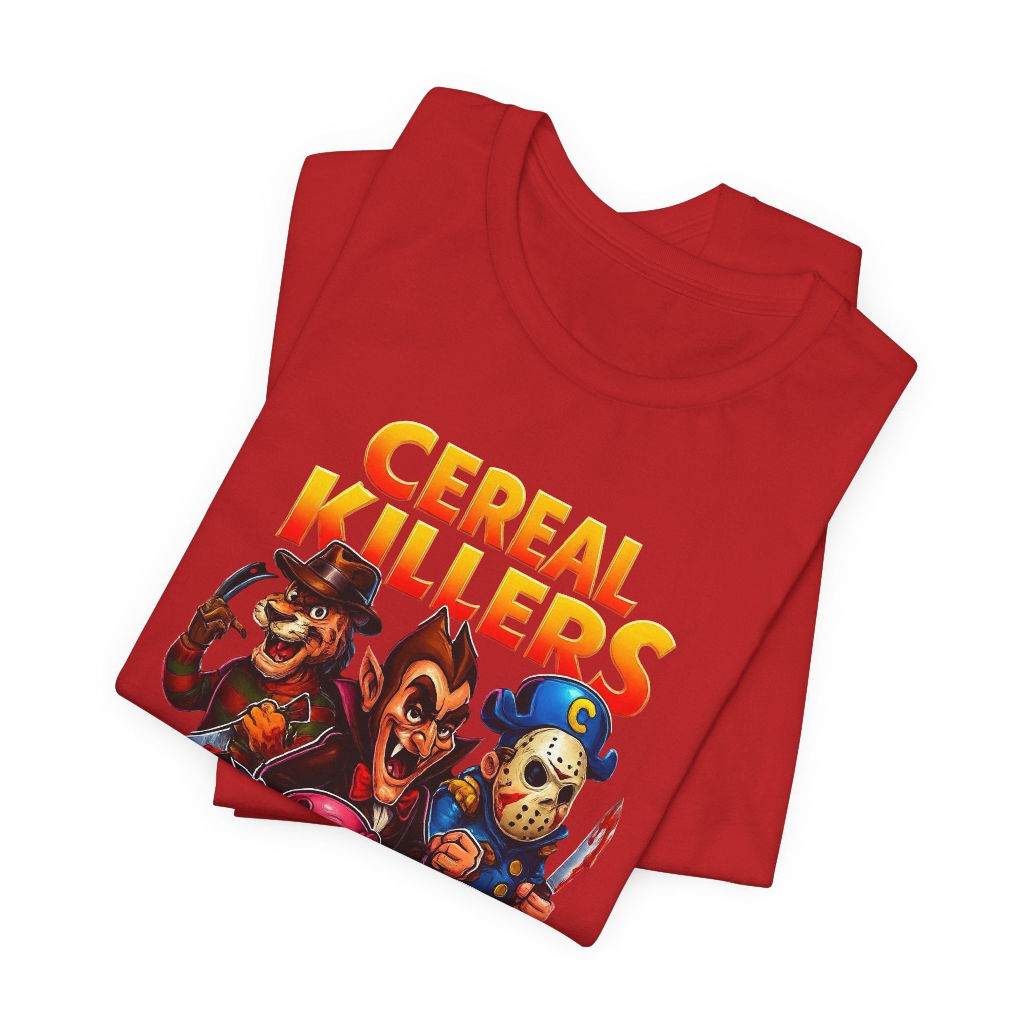 Cereal Killers Parody Horror Cartoon T-Shirt | Funny Cereal Villains Graphic Tee