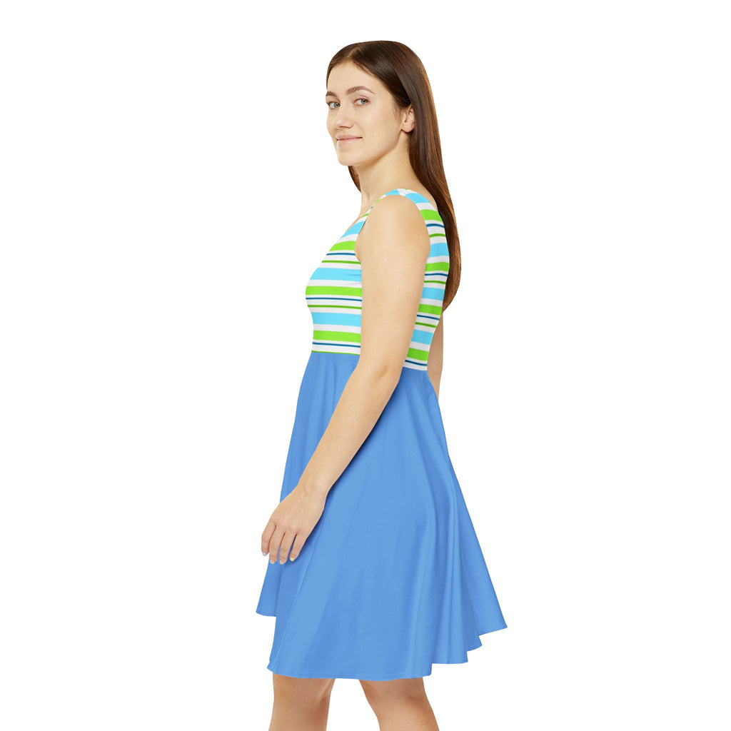 Striped Blue Skater Dress — Casual Summer Tank Dress