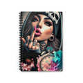 Edgy Skull Girl Spiral Notebook — Ruled Journal with Tattoo Clock Design