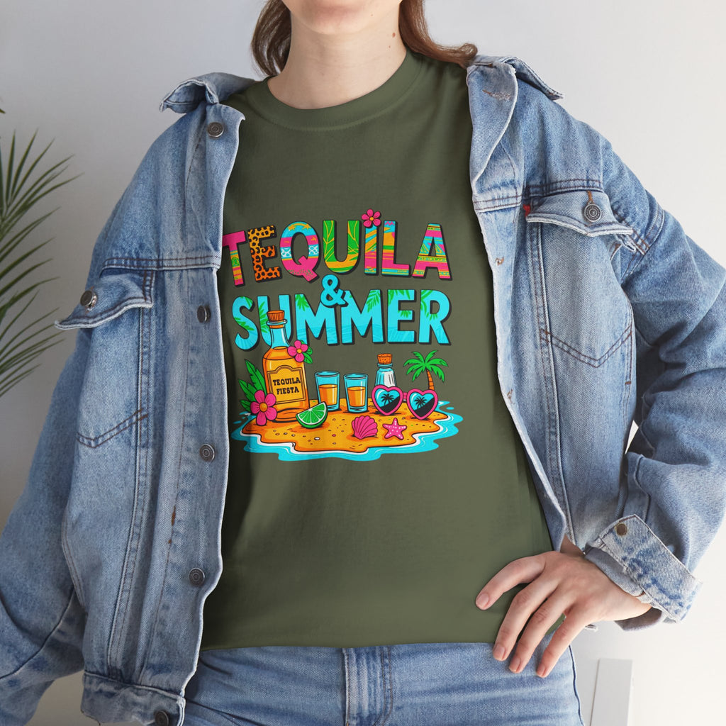 Tequila Summer Tee – Tropical Beach Cocktail Graphic T-Shirt