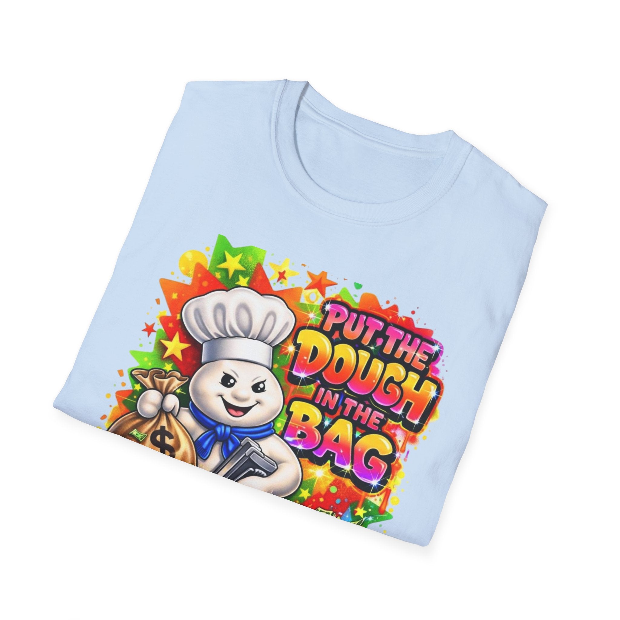 Put the Dough in the Bag T-Shirt — Cute Chef Character Money Graphic Tee