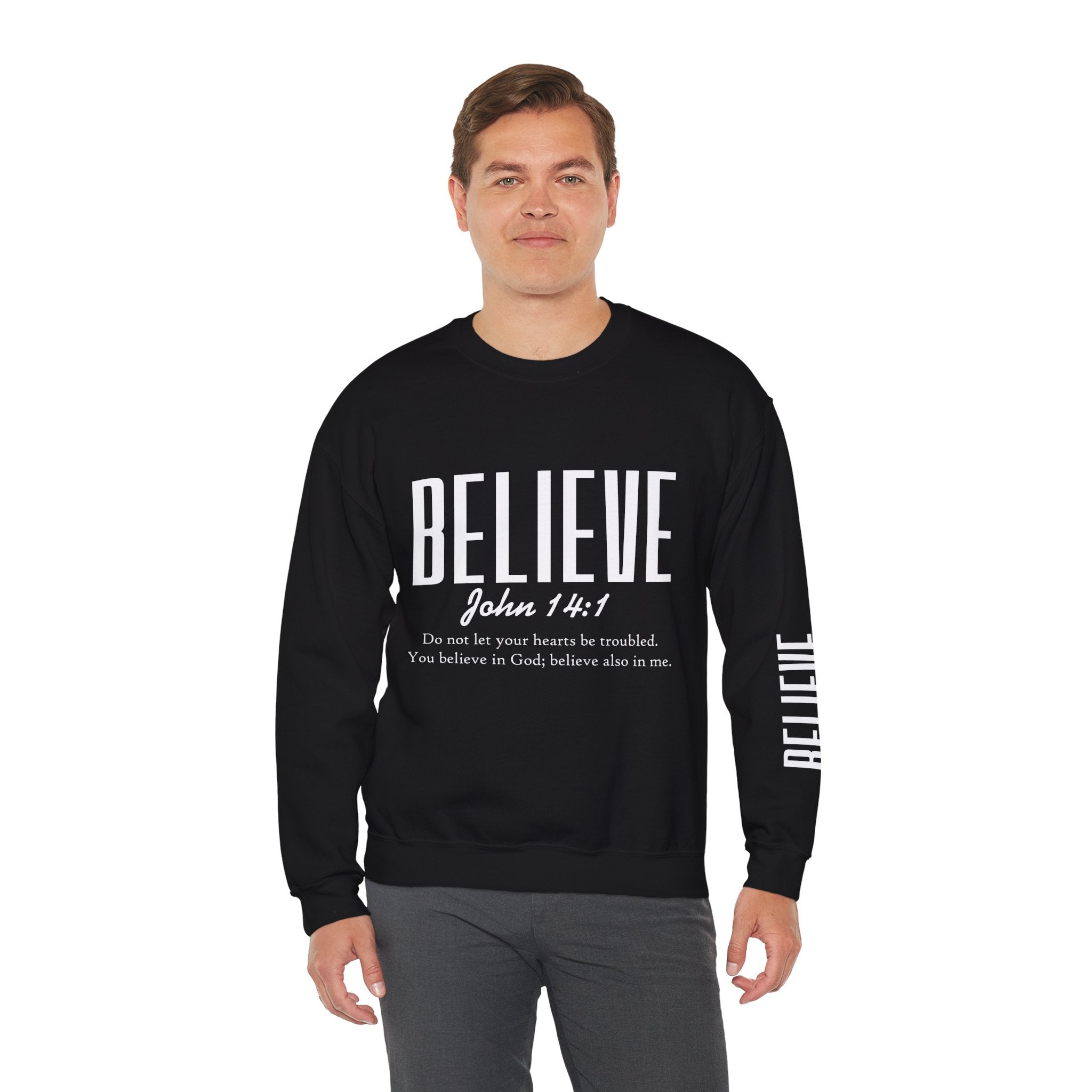 Wolf Pack “Believe John 14:1” Crewneck – Faith Streetwear Pullover