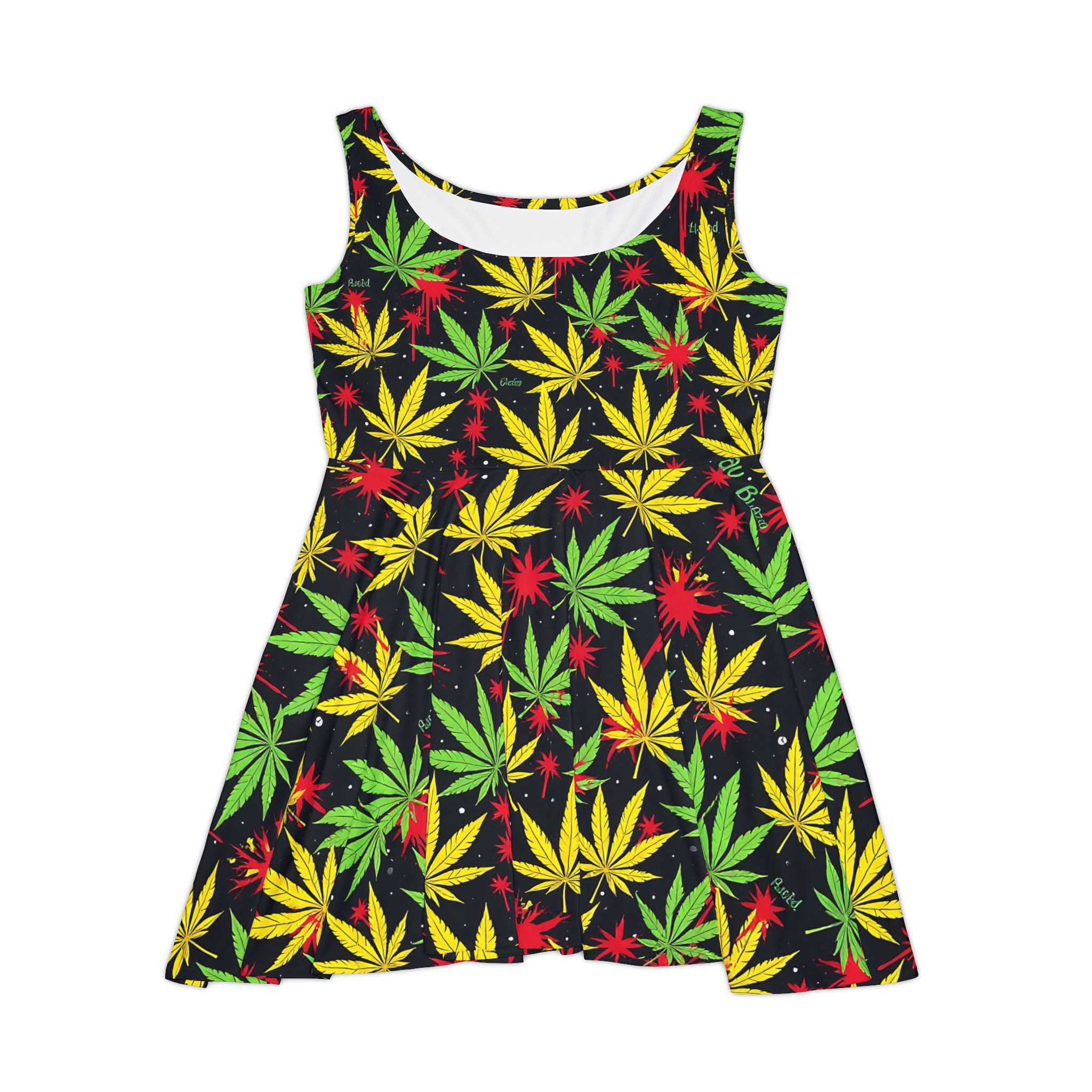 Rasta Leaf Skater Dress