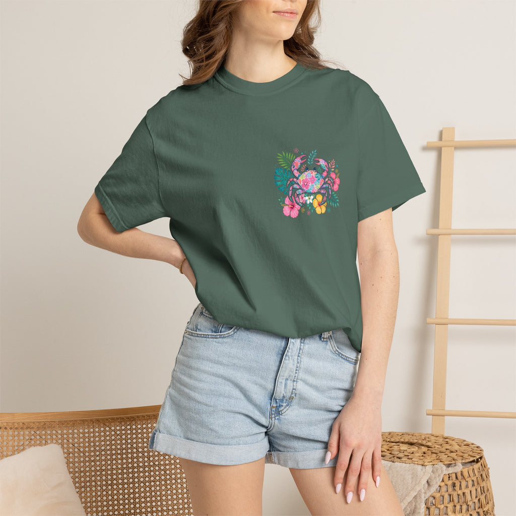 T-Shirt — "Sun Sand" Tropical Palm Floral Graphic Tee