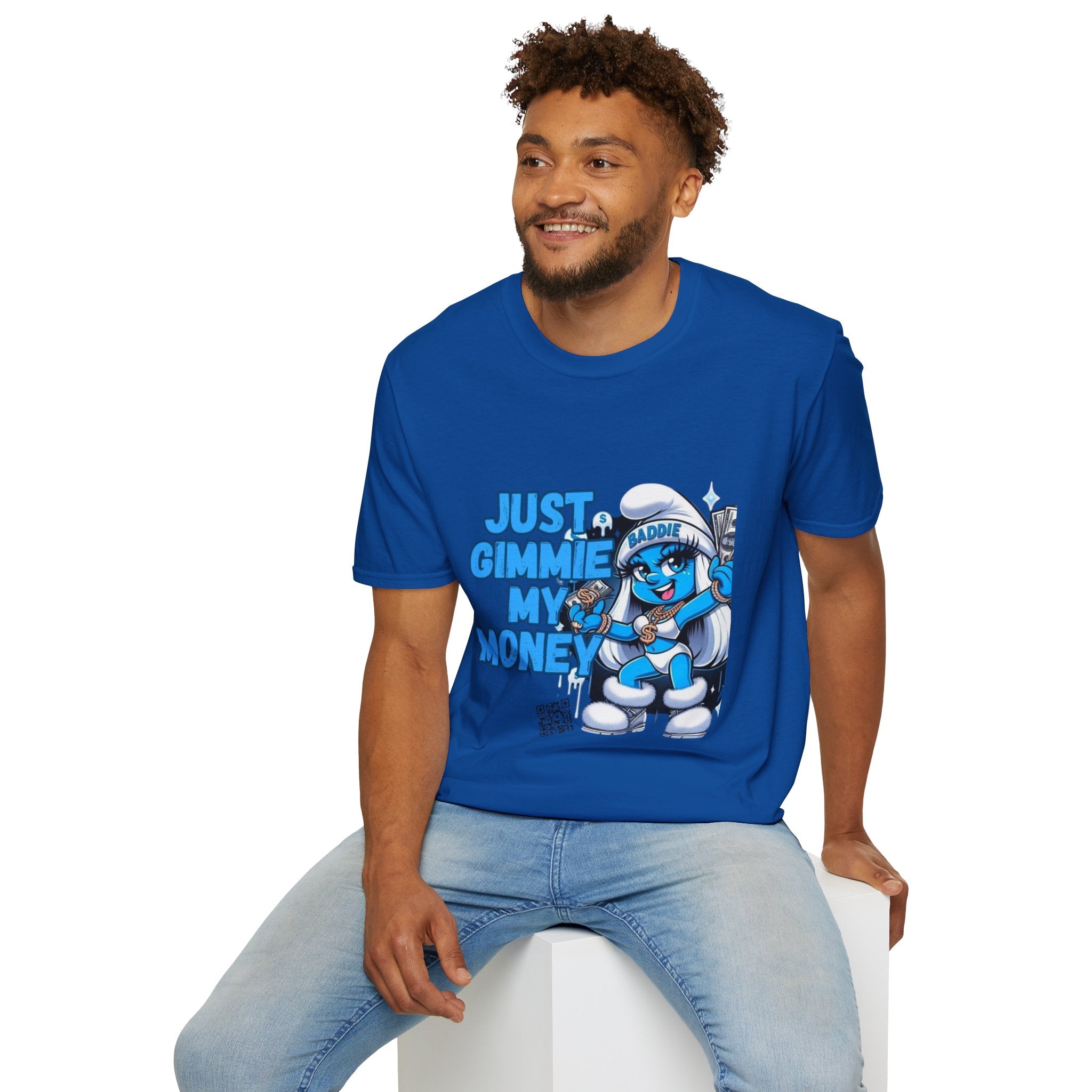 Just Gimmie My Money T-Shirt — Cute Blue Character Graphic Tee