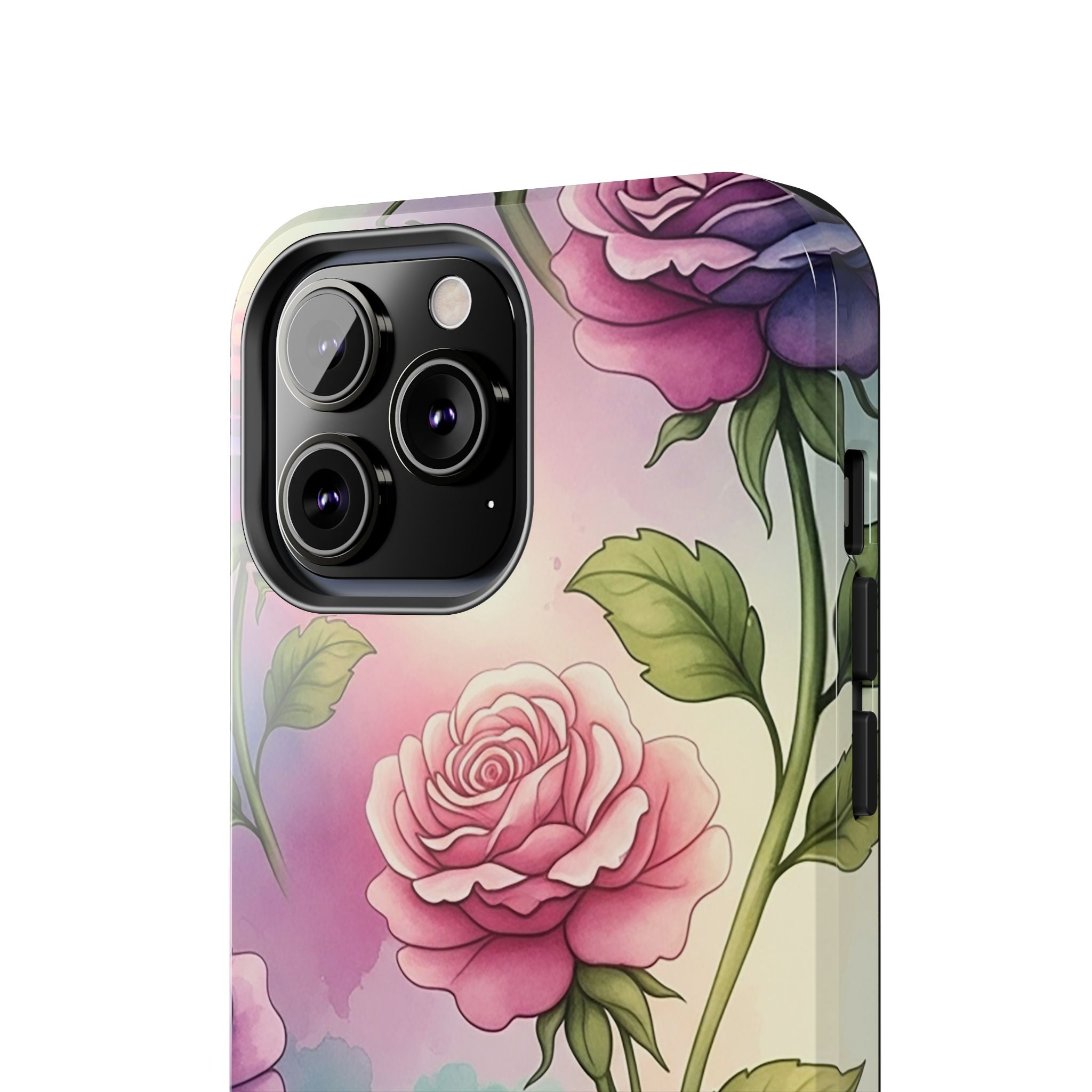 Floral Rose Tough Phone Case — Pastel Watercolor Protection