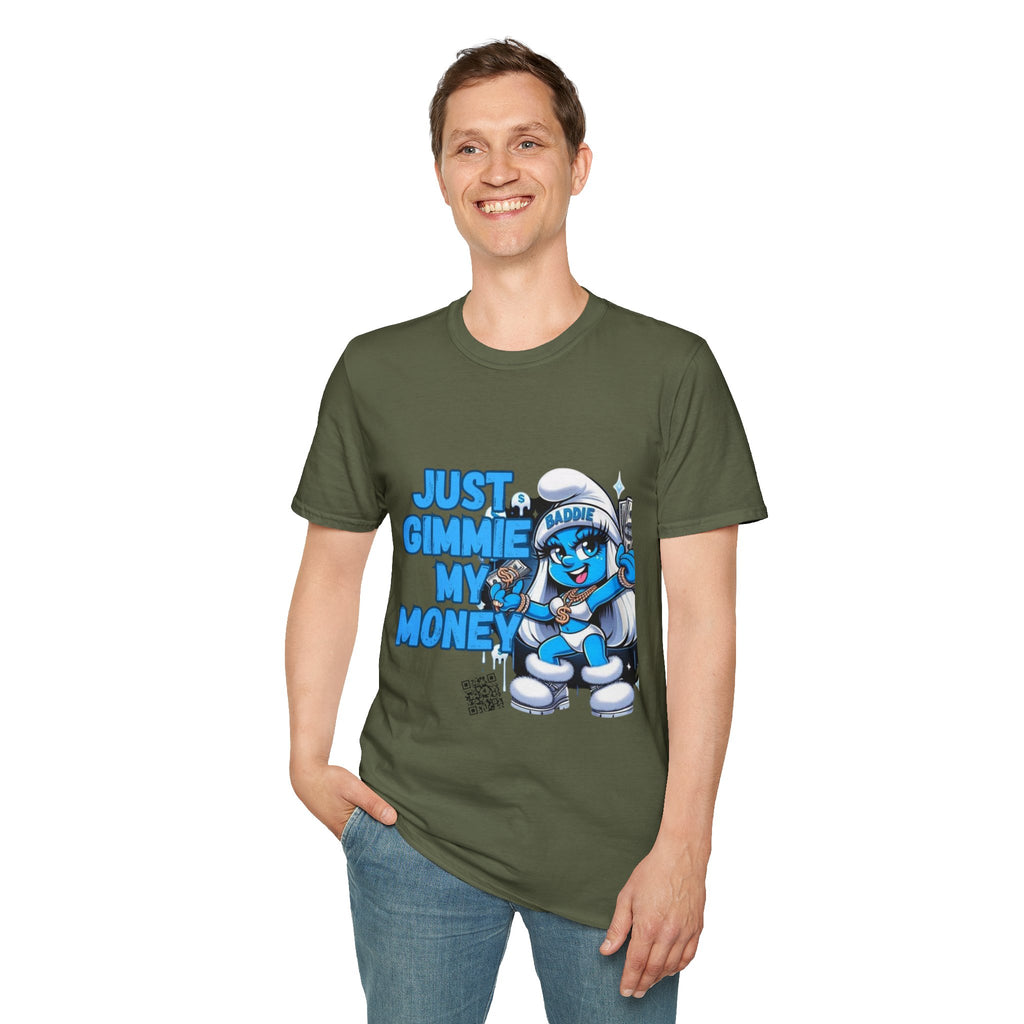 Just Gimmie My Money T-Shirt — Cute Blue Character Graphic Tee