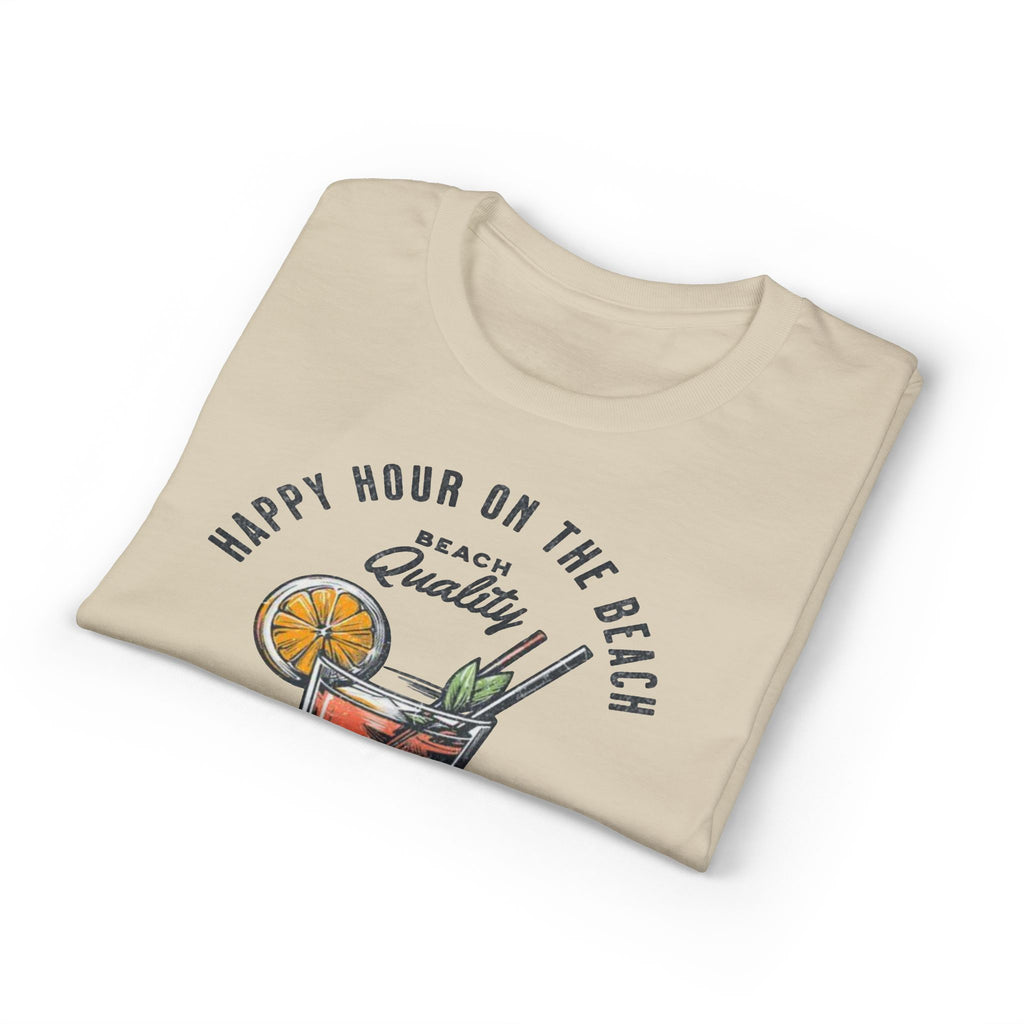 Cocktails & Drinks Beach T-Shirt — “Happy Hour on the Beach” Tropical Cocktail Tee
