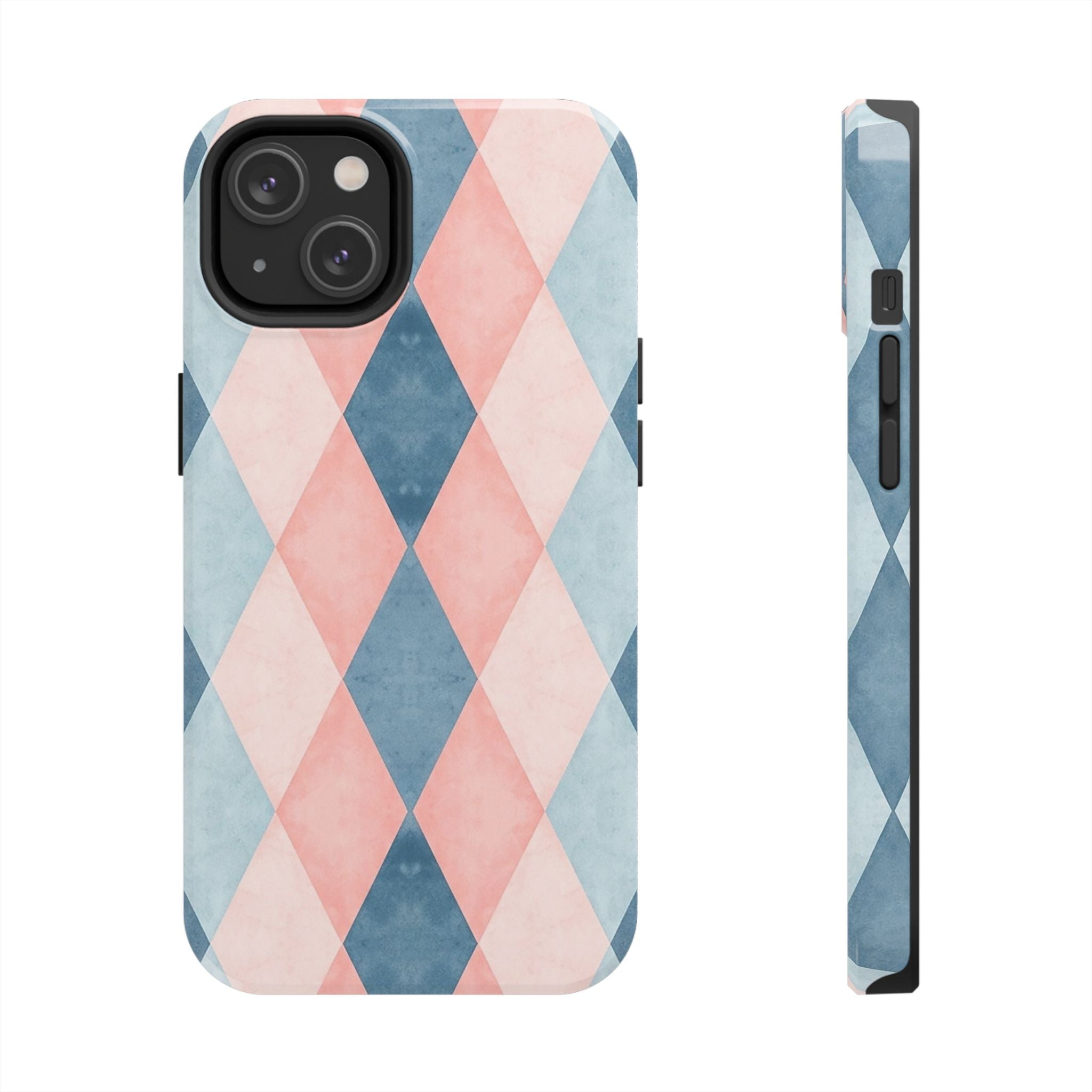 Pastel Harlequin Tough Phone Case — Blue & Pink Diamond Pattern