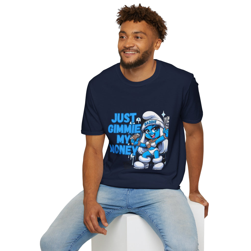 Just Gimmie My Money T-Shirt — Cute Blue Character Graphic Tee