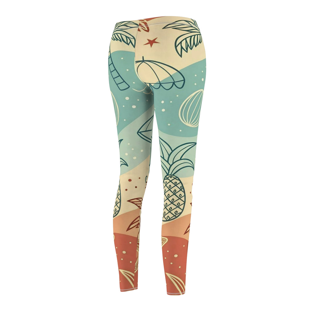 Tropical Beach Print Leggings — Women's Casual All-Over-Print
