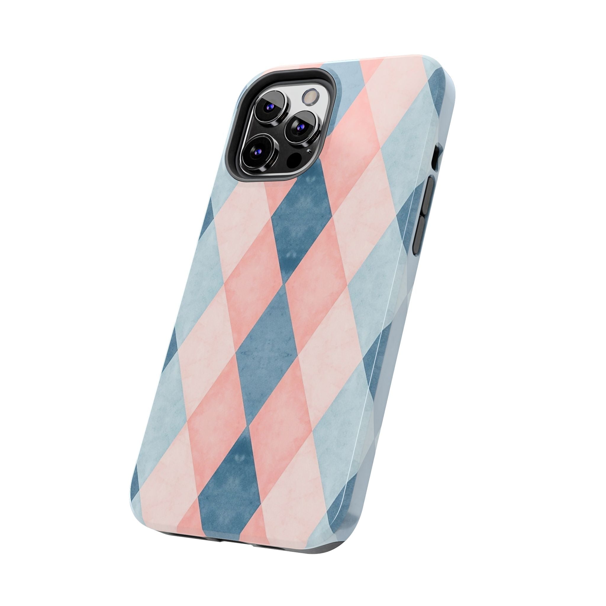 Pastel Harlequin Tough Phone Case — Blue & Pink Diamond Pattern