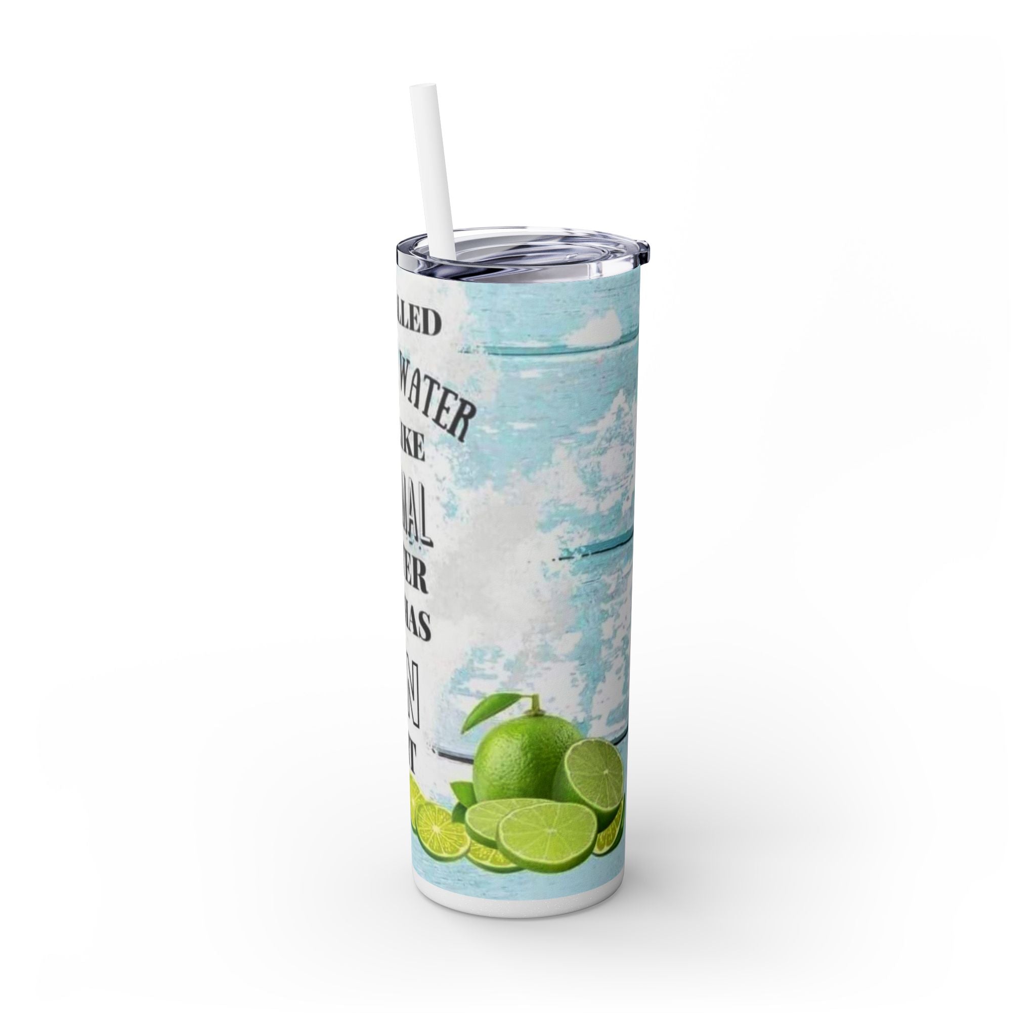 20oz Skinny Tumbler with Straw — Summer Water Tumbler