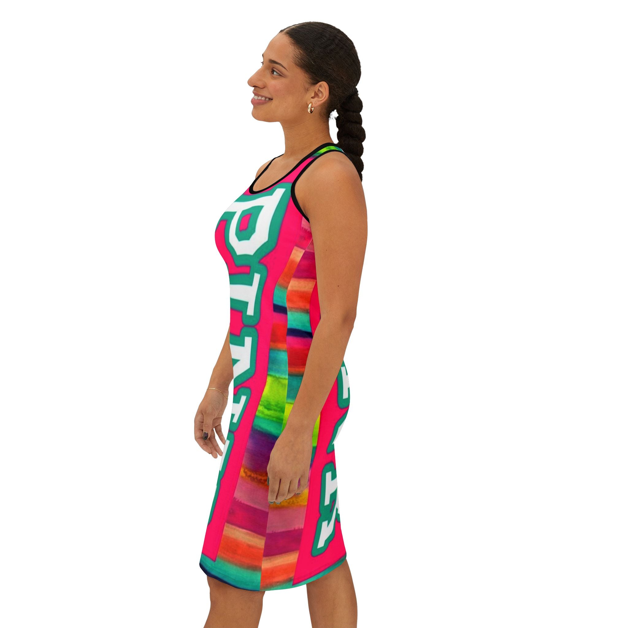 PINK Tie-Dye Racerback Dress — Vibrant Colorblock Casual Sundress