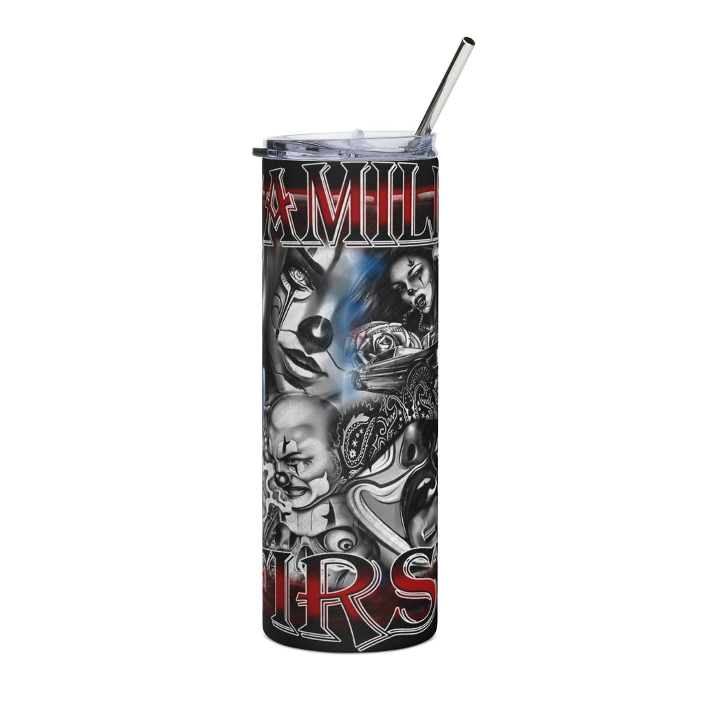 20oz Stainless Steel Tumbler — Chicano Tattoo Clown Design (Family First)