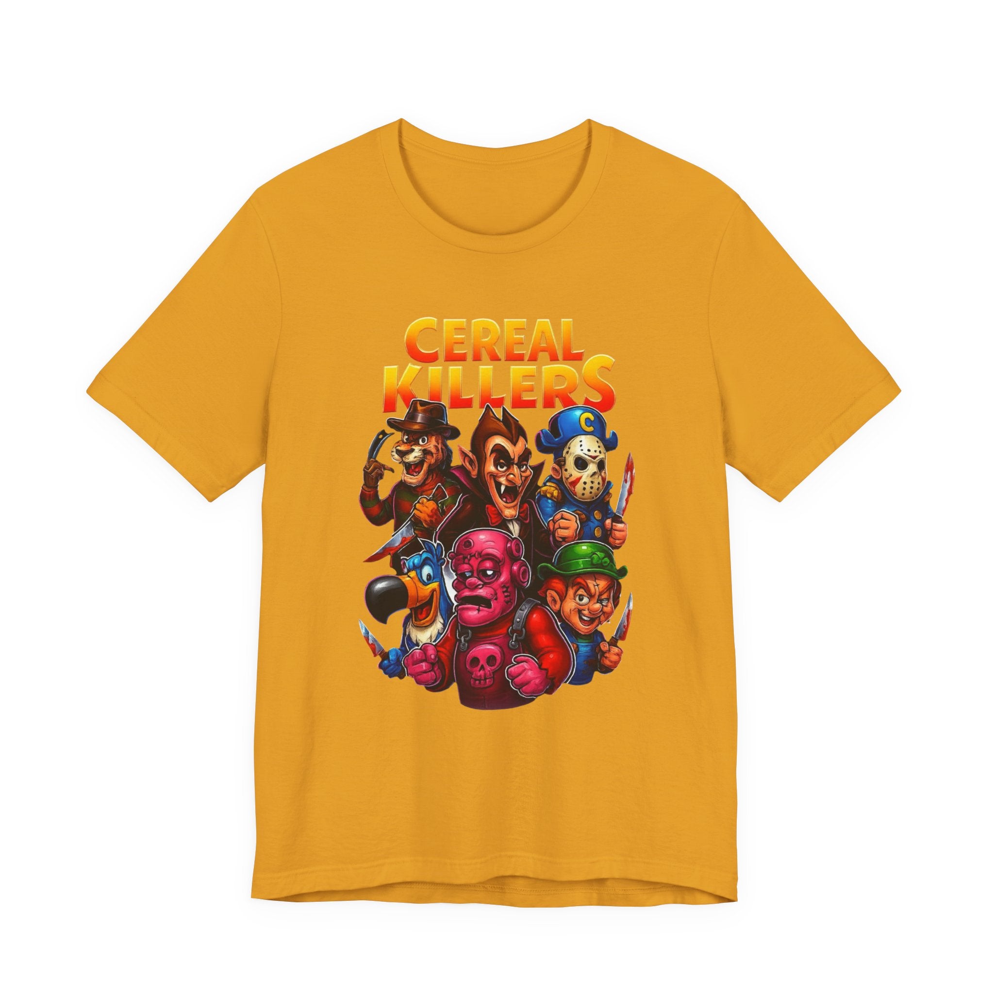 Cereal Killers Parody Horror Cartoon T-Shirt | Funny Cereal Villains Graphic Tee