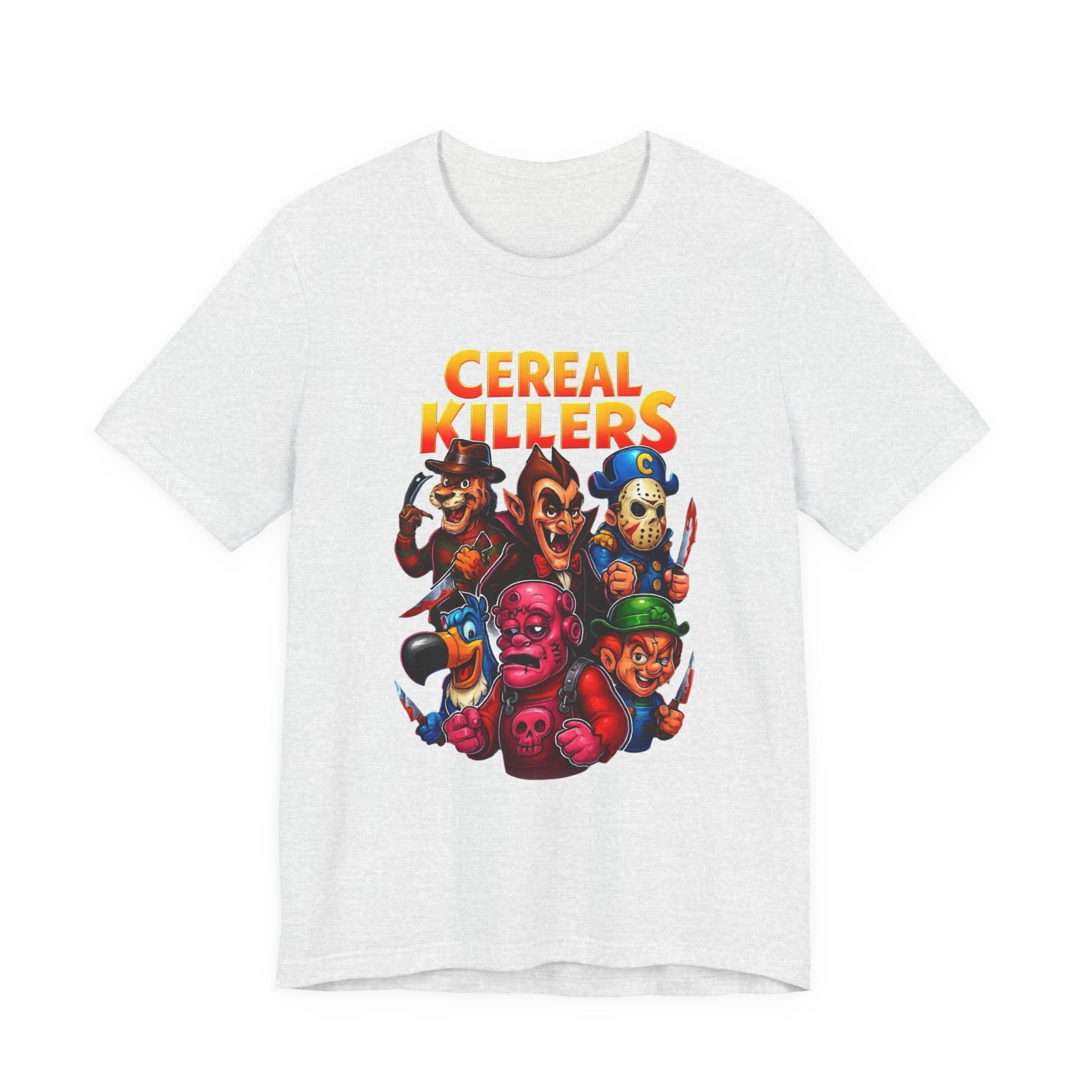 Cereal Killers Parody Horror Cartoon T-Shirt | Funny Cereal Villains Graphic Tee