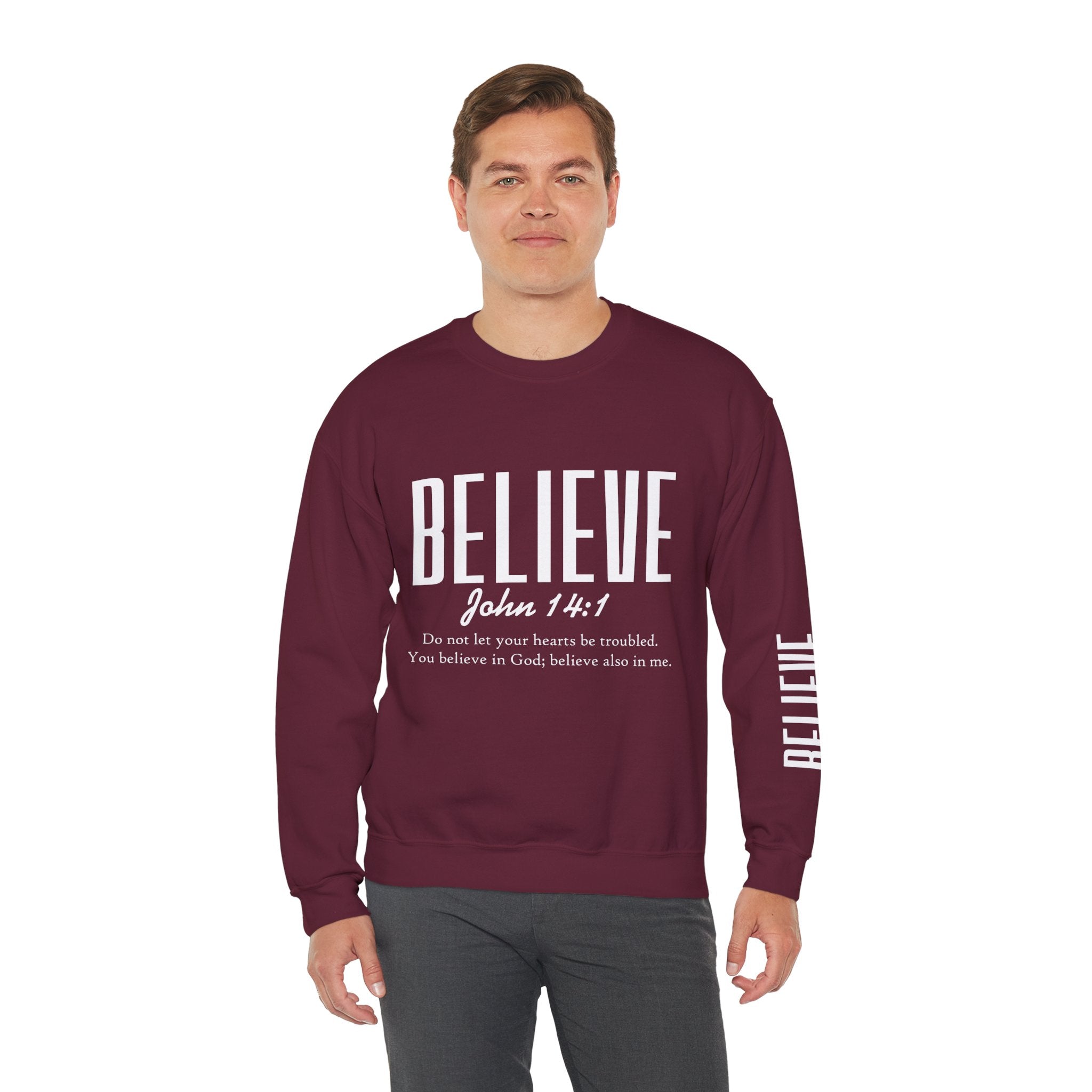 Wolf Pack “Believe John 14:1” Crewneck – Faith Streetwear Pullover