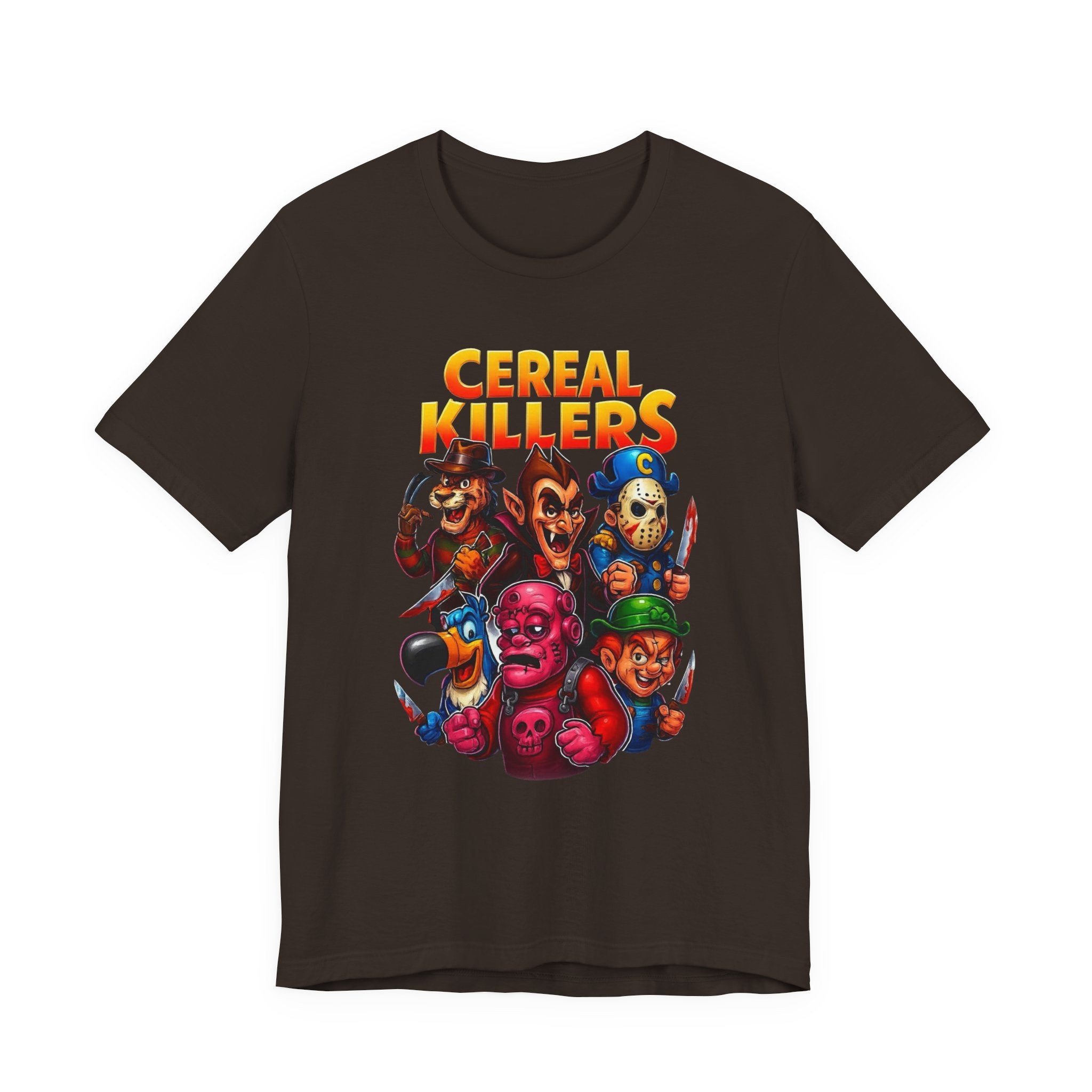 Cereal Killers Parody Horror Cartoon T-Shirt | Funny Cereal Villains Graphic Tee