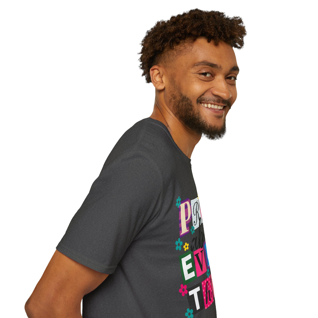 T-Shirt — "Pray About Everything" Colorful Floral Faith Graphic