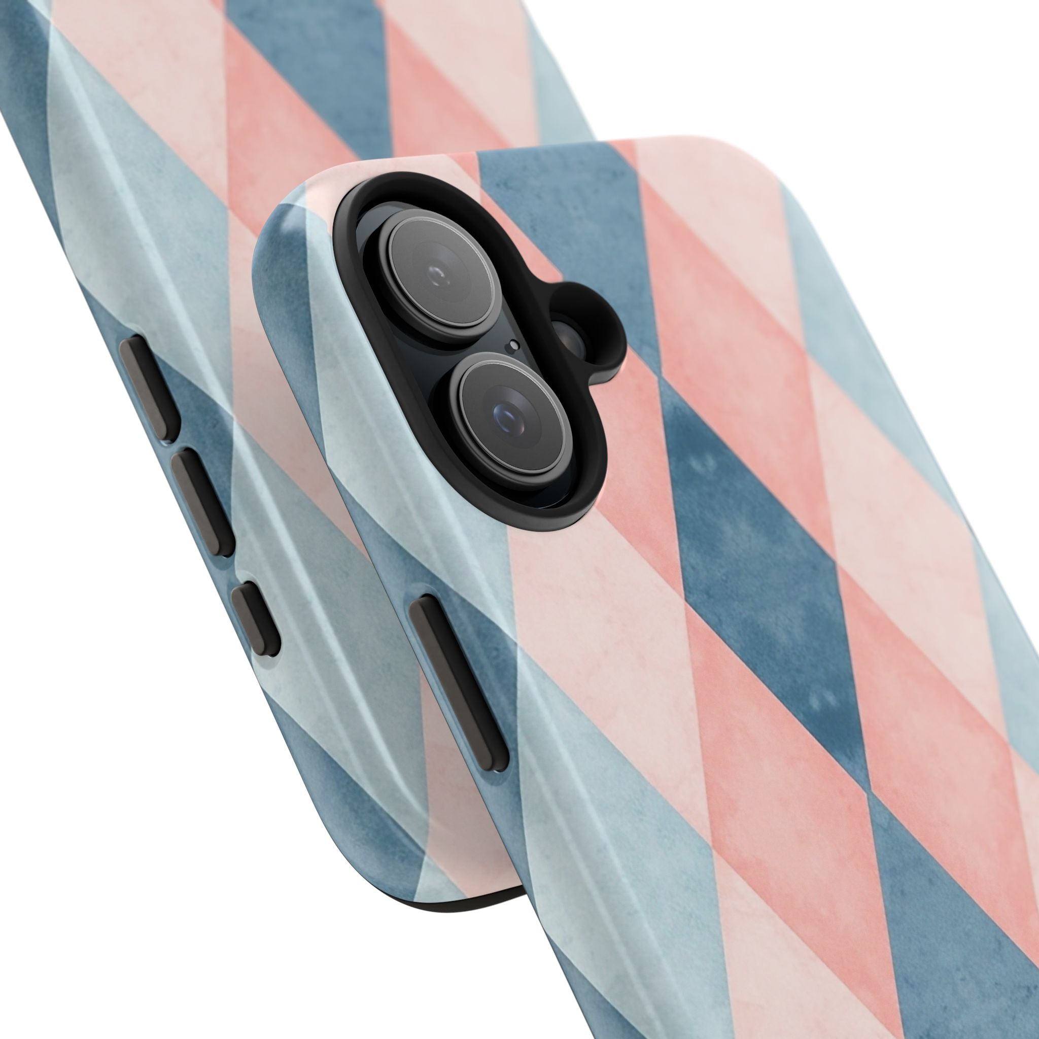 Pastel Harlequin Tough Phone Case — Blue & Pink Diamond Pattern
