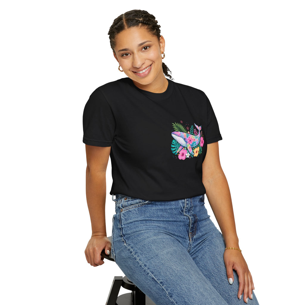 Miami Beach Club T‑Shirt — Retro Flamingo Tropical Floral Graphic Tee