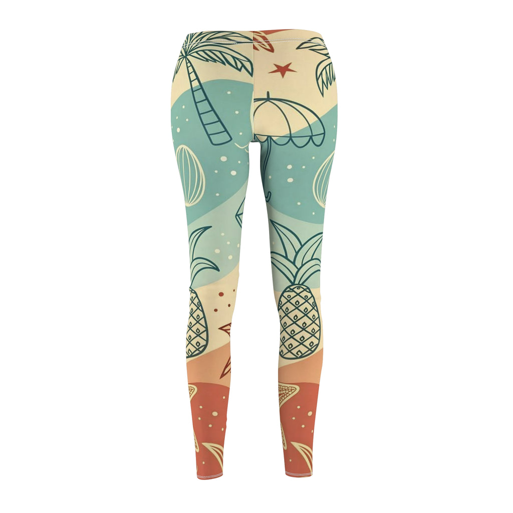 Tropical Beach Print Leggings — Women's Casual All-Over-Print
