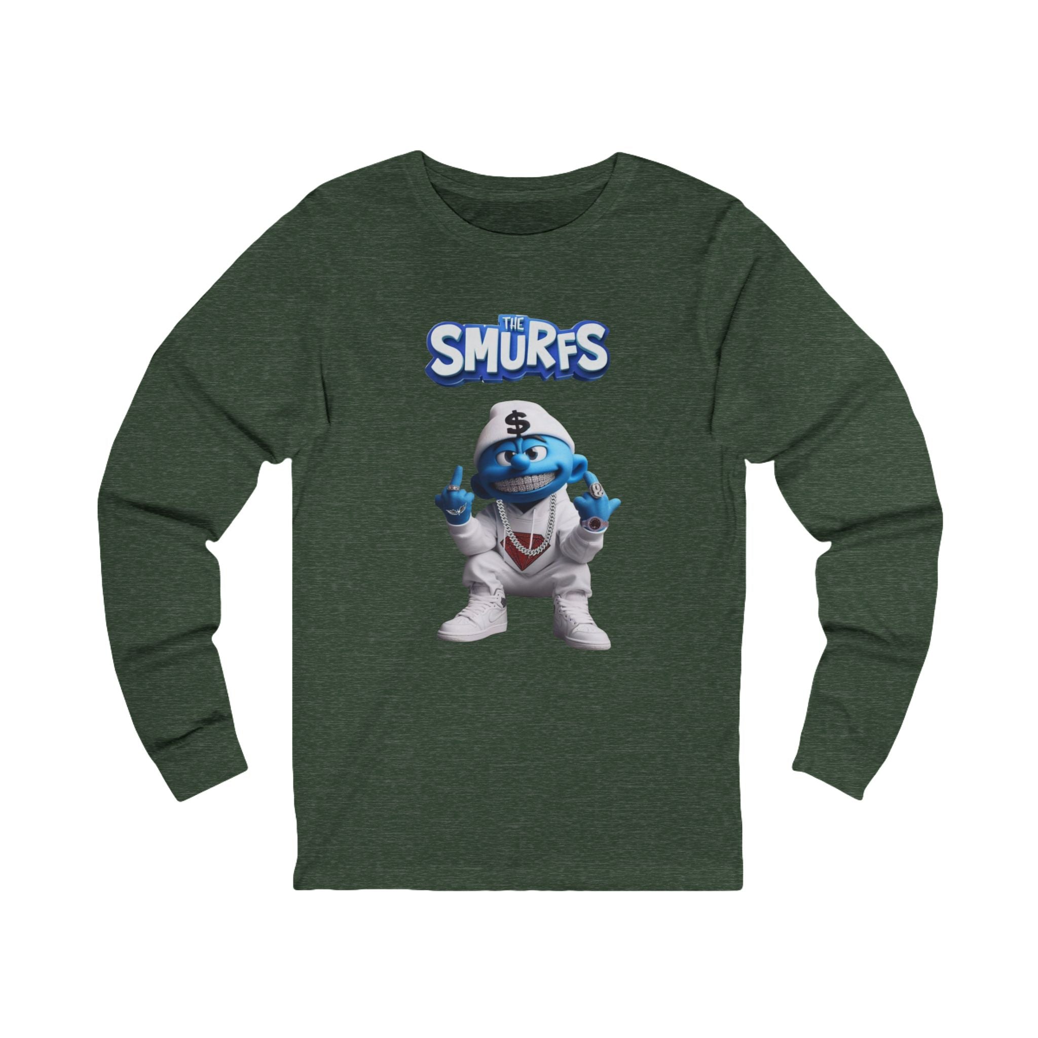 Hood Smurf Long Sleeve Tee — Hooded Smurf Graphic Shirt