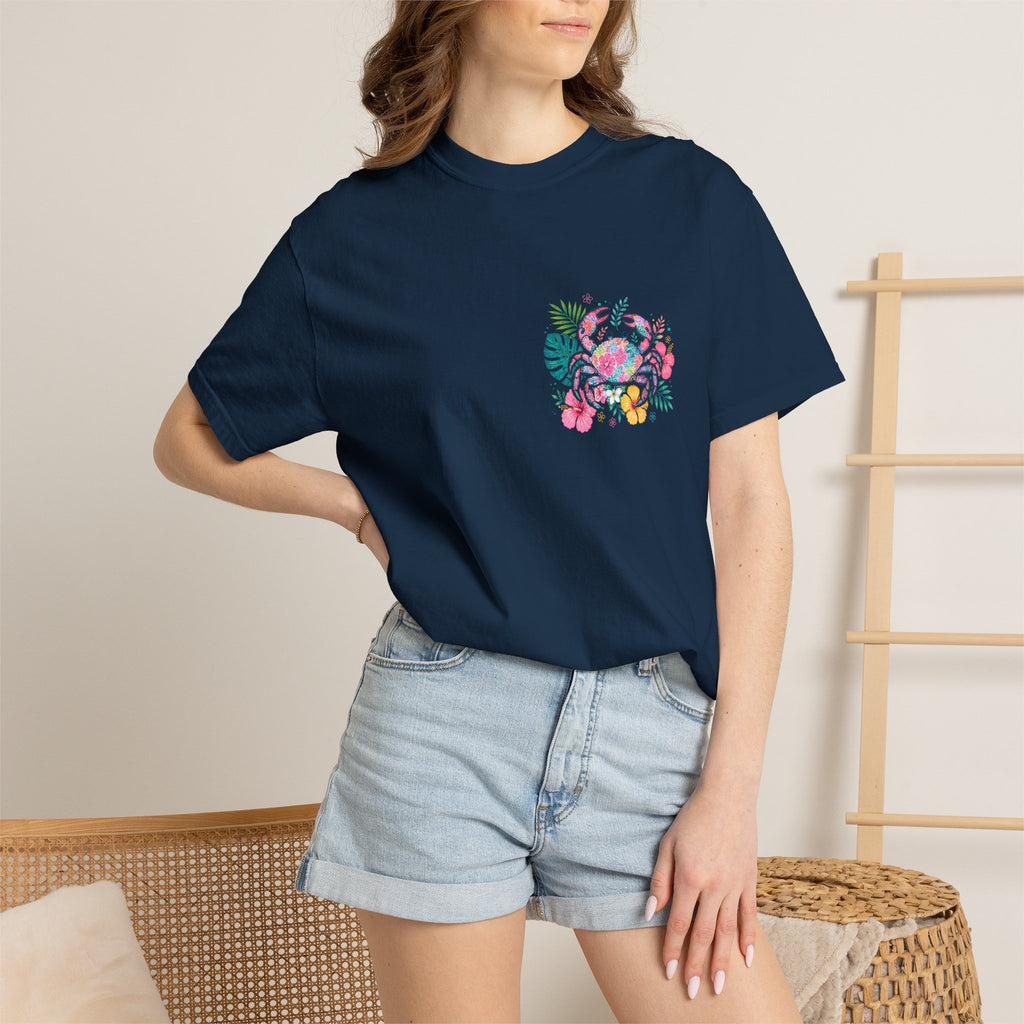 T-Shirt — "Sun Sand" Tropical Palm Floral Graphic Tee