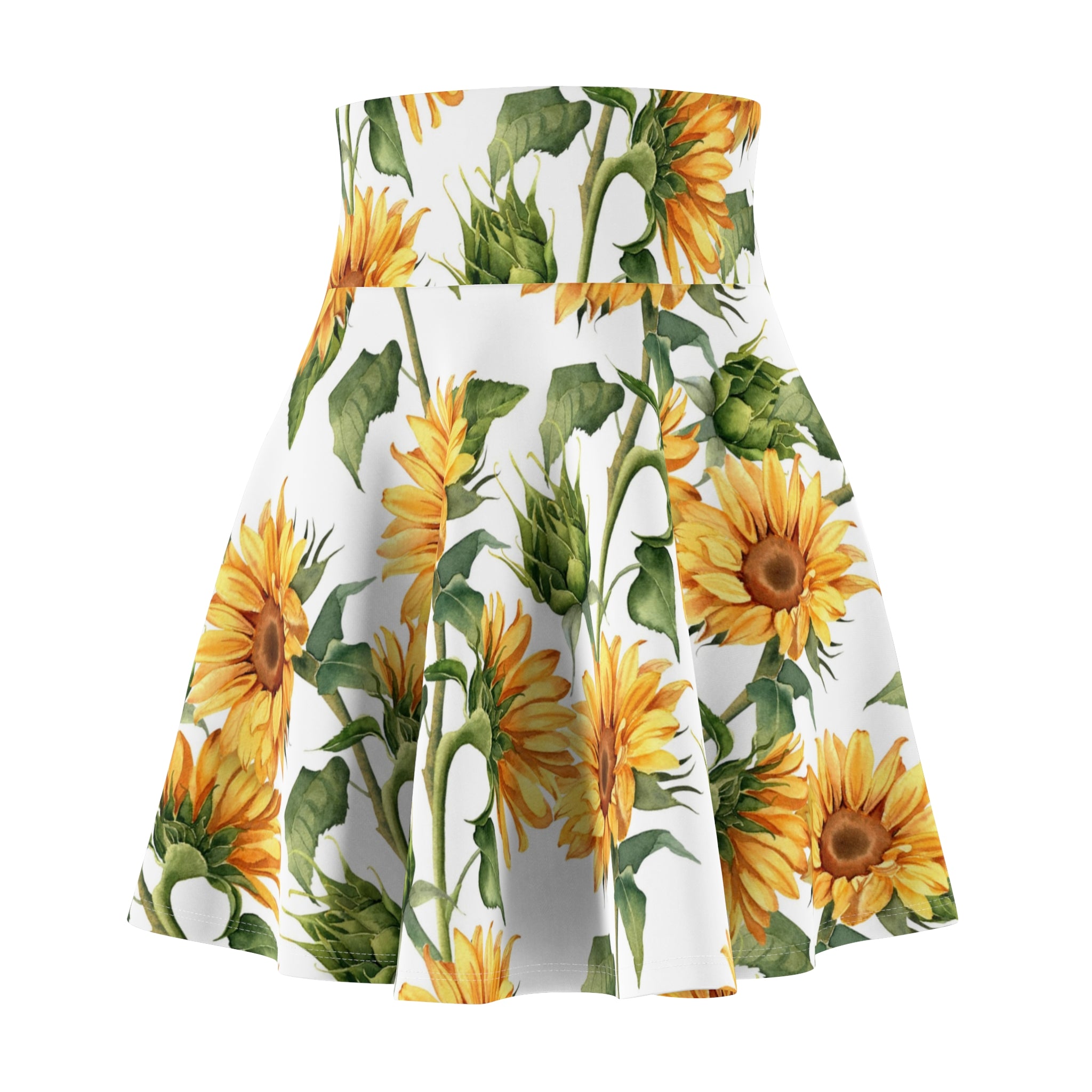 Sunflower Floral Skater Skirt — Bright Botanical AOP