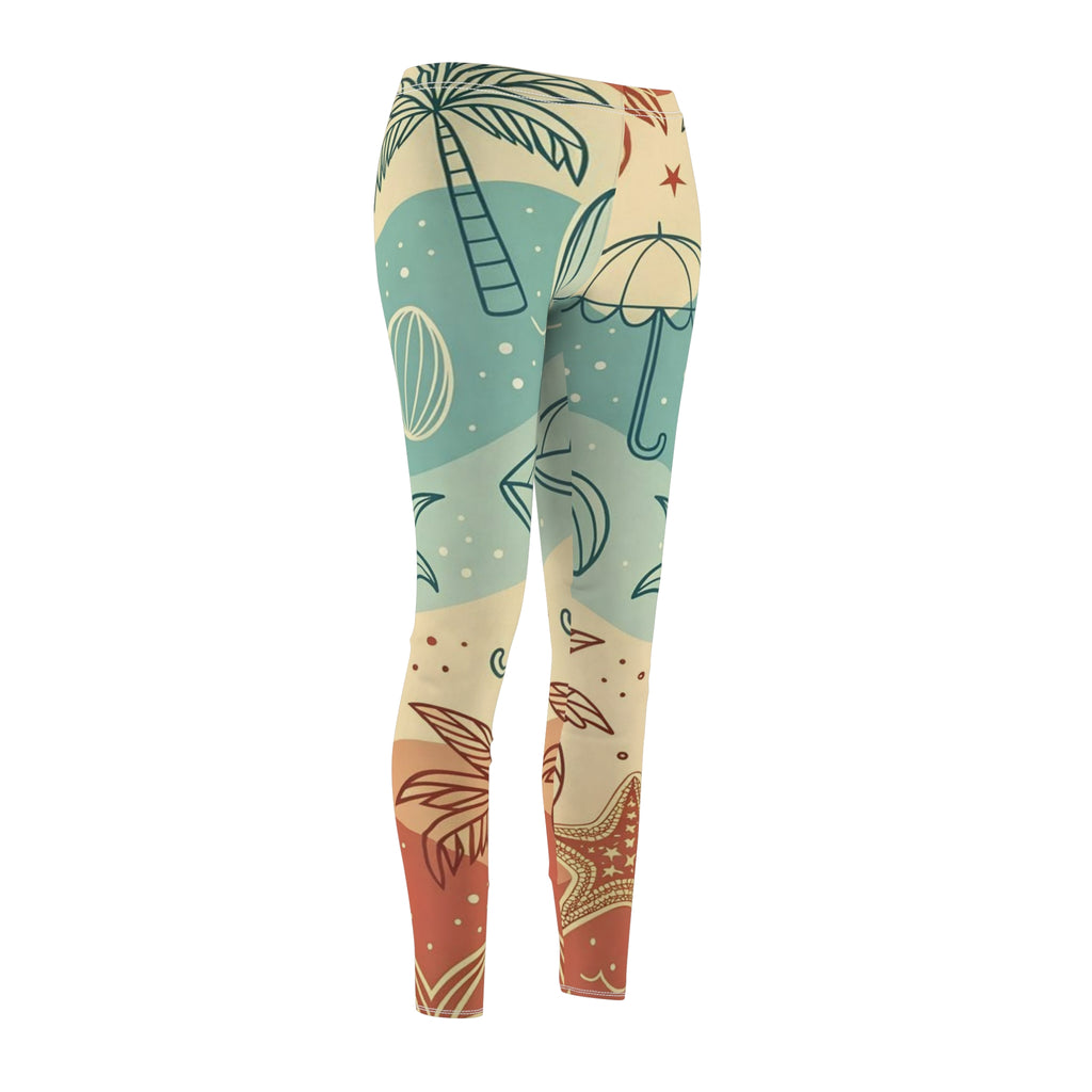 Tropical Beach Print Leggings — Women's Casual All-Over-Print