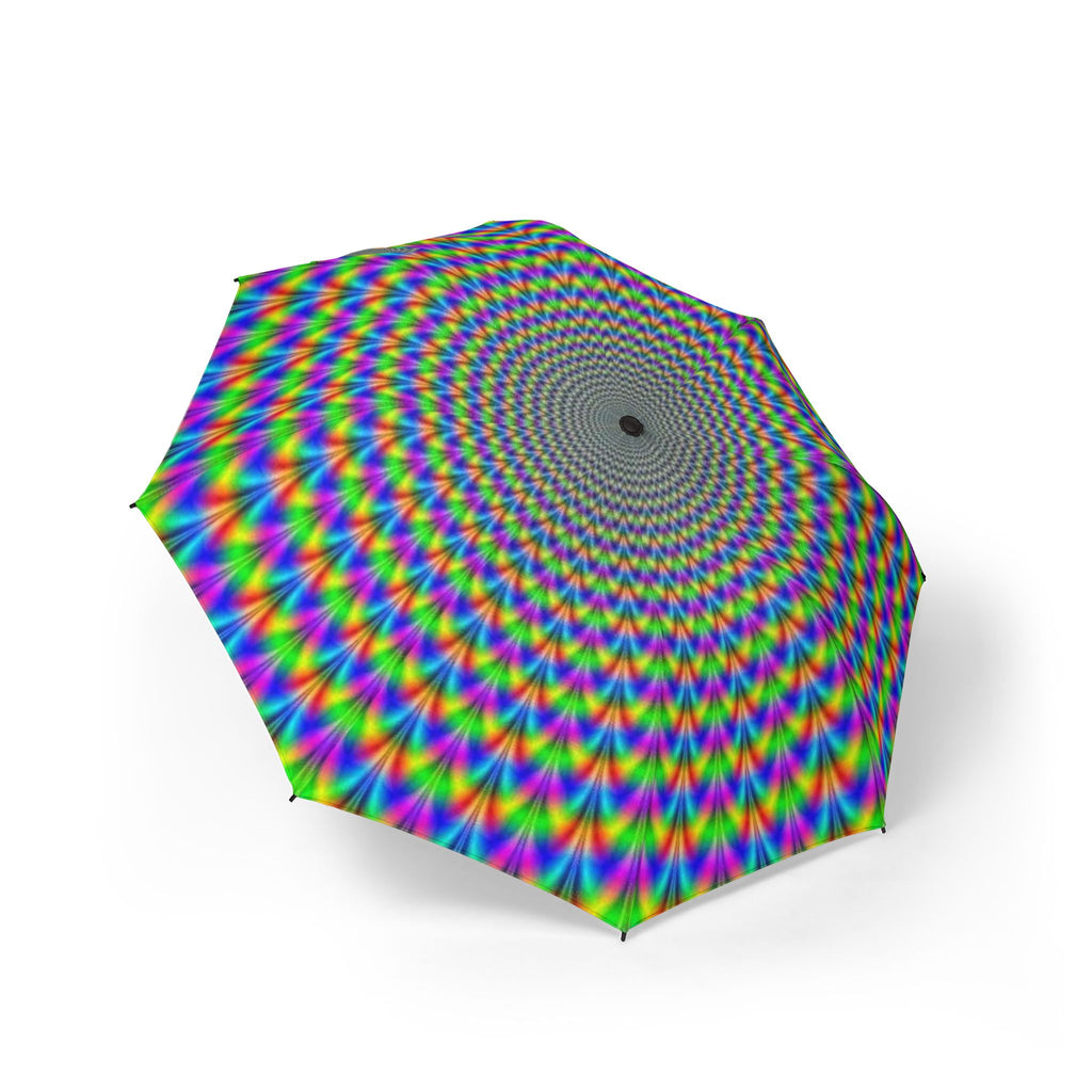 Psychedelic Rainbow Spiral Umbrella — Foldable Semi-Automatic Compact Umbrella