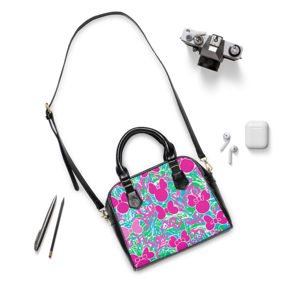 Minnie Floral Shoulder Handbag — Pink & Teal Tropical Pattern