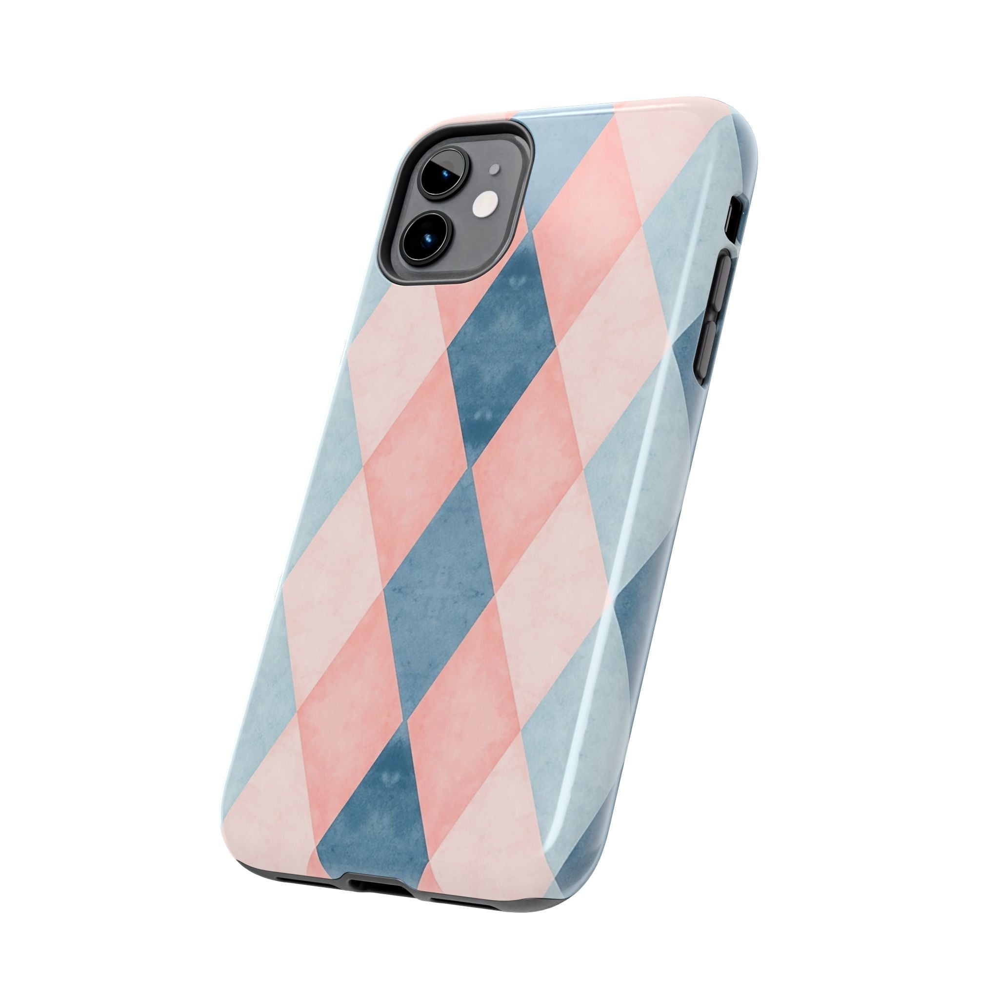Pastel Harlequin Tough Phone Case — Blue & Pink Diamond Pattern