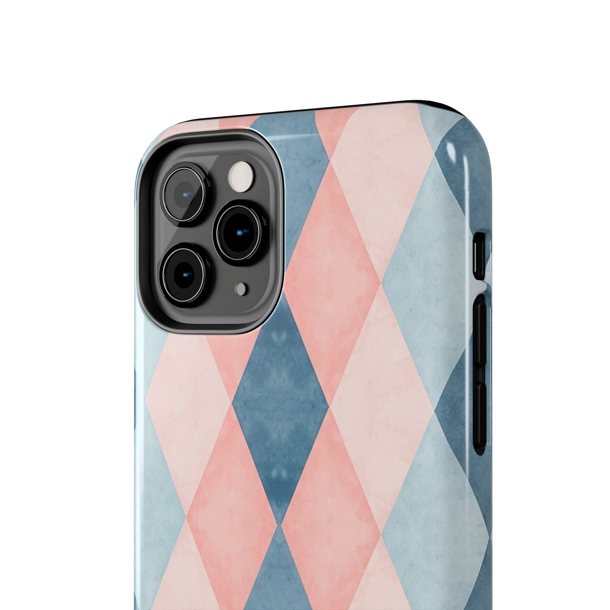 Pastel Harlequin Tough Phone Case — Blue & Pink Diamond Pattern