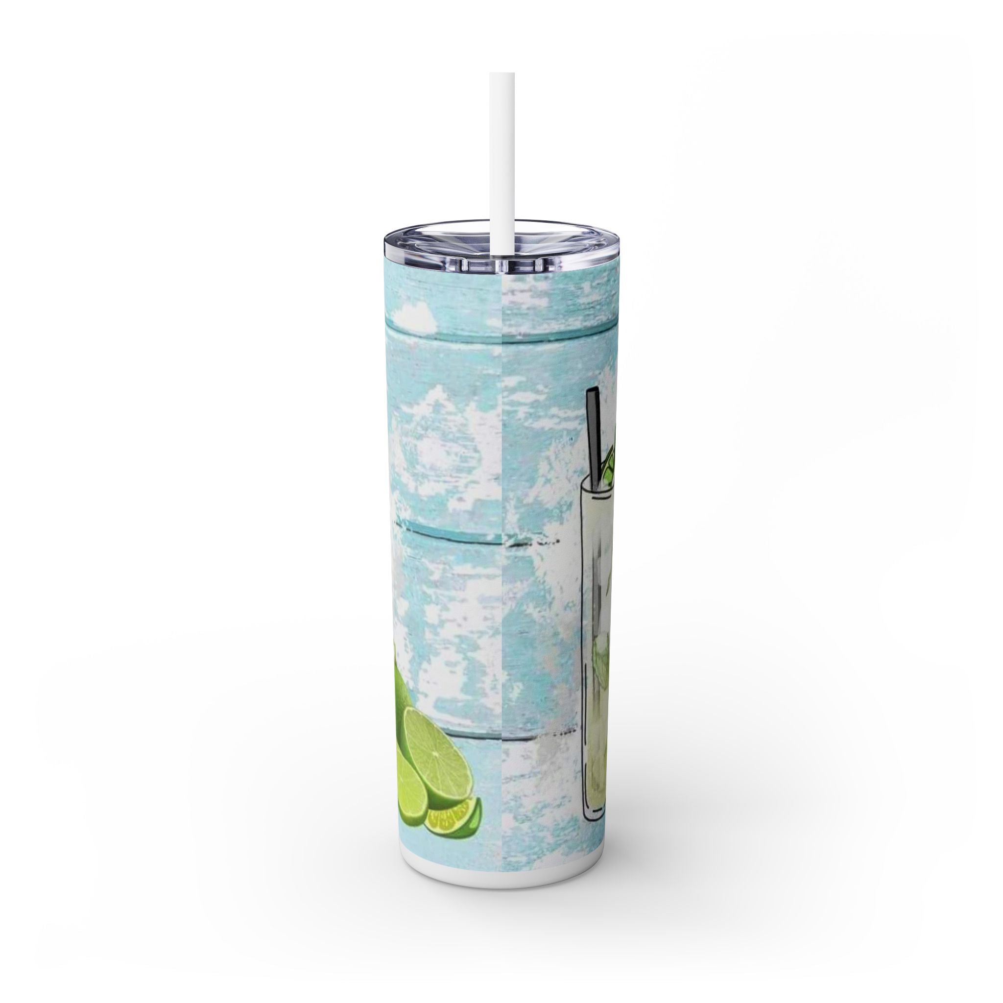 20oz Skinny Tumbler with Straw — Summer Water Tumbler