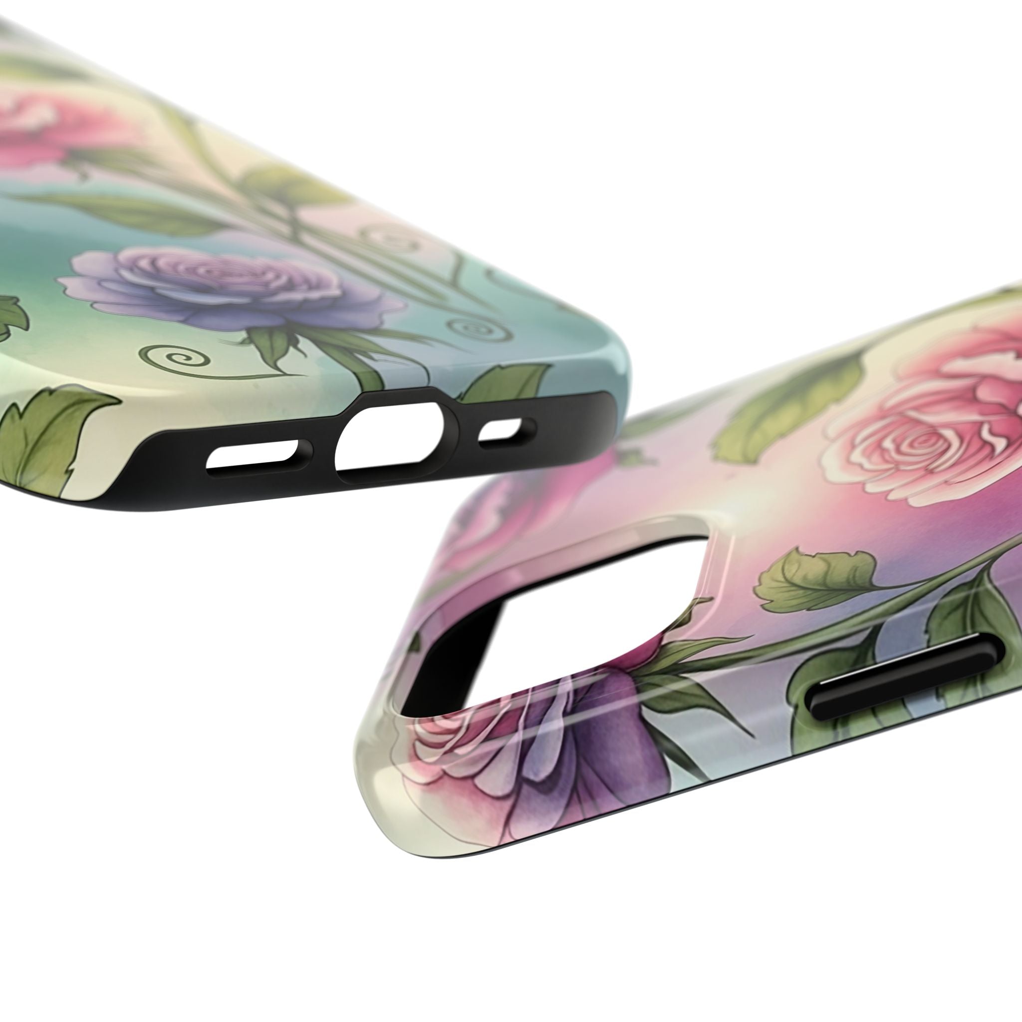 Floral Rose Tough Phone Case — Pastel Watercolor Protection
