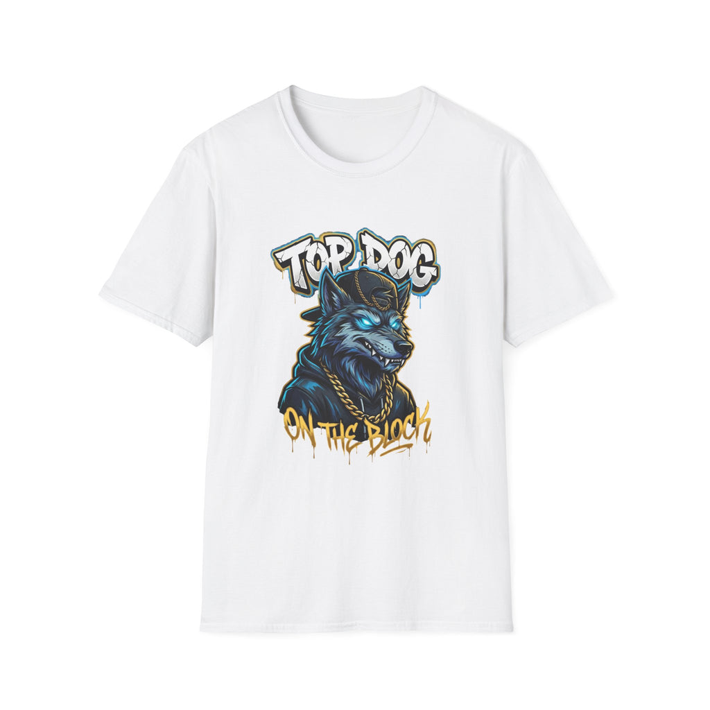 Top Dog On The Block Graphic T-Shirt — Bold Blue Wolf Streetwear Tee