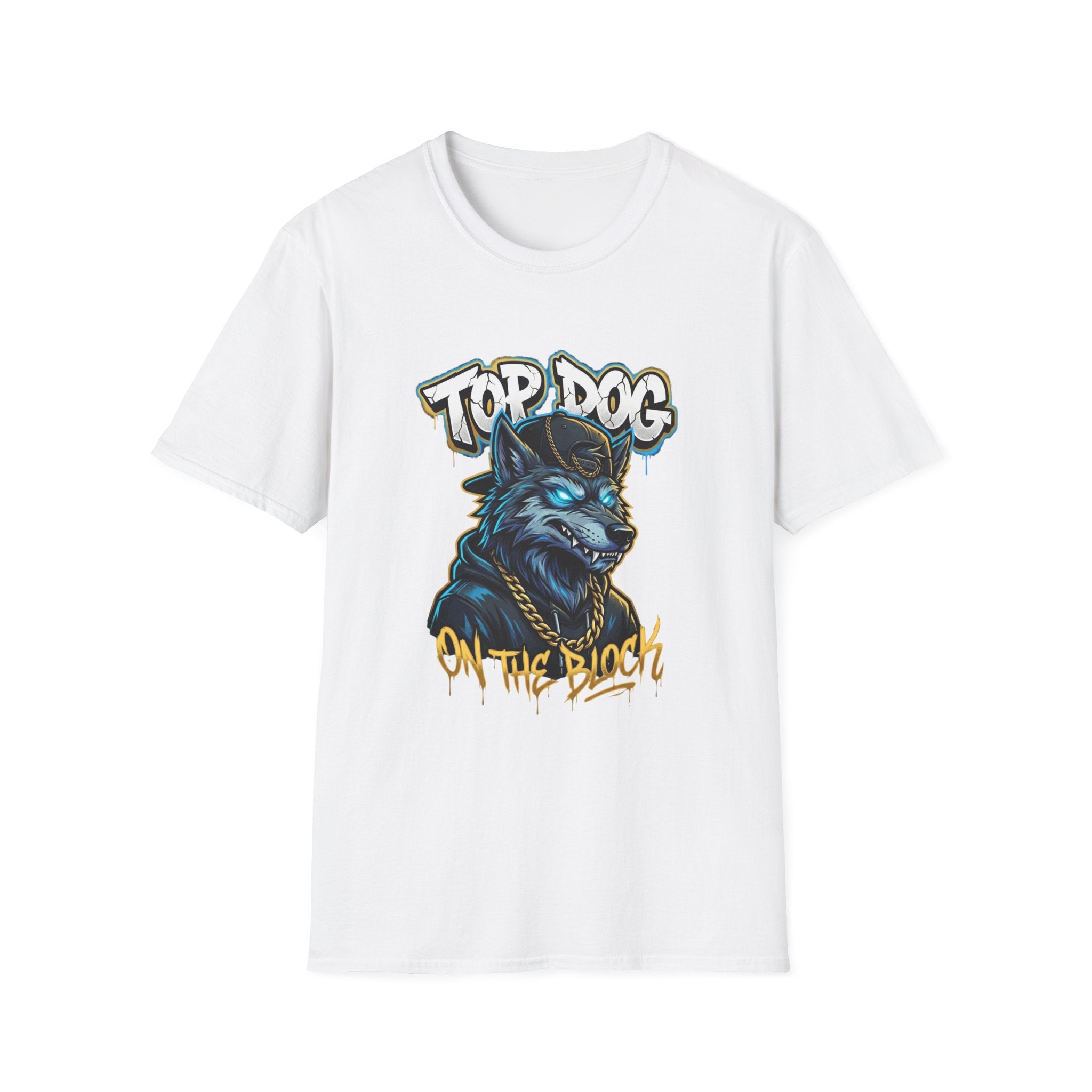 Top Dog On The Block Graphic T-Shirt — Bold Blue Wolf Streetwear Tee