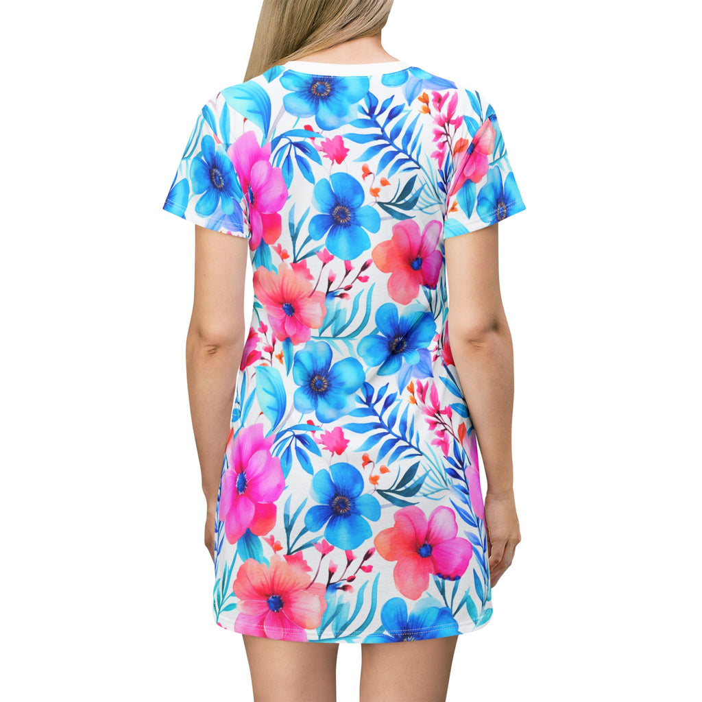Floral T-Shirt Dress — All-Over Print Casual Summer Dress