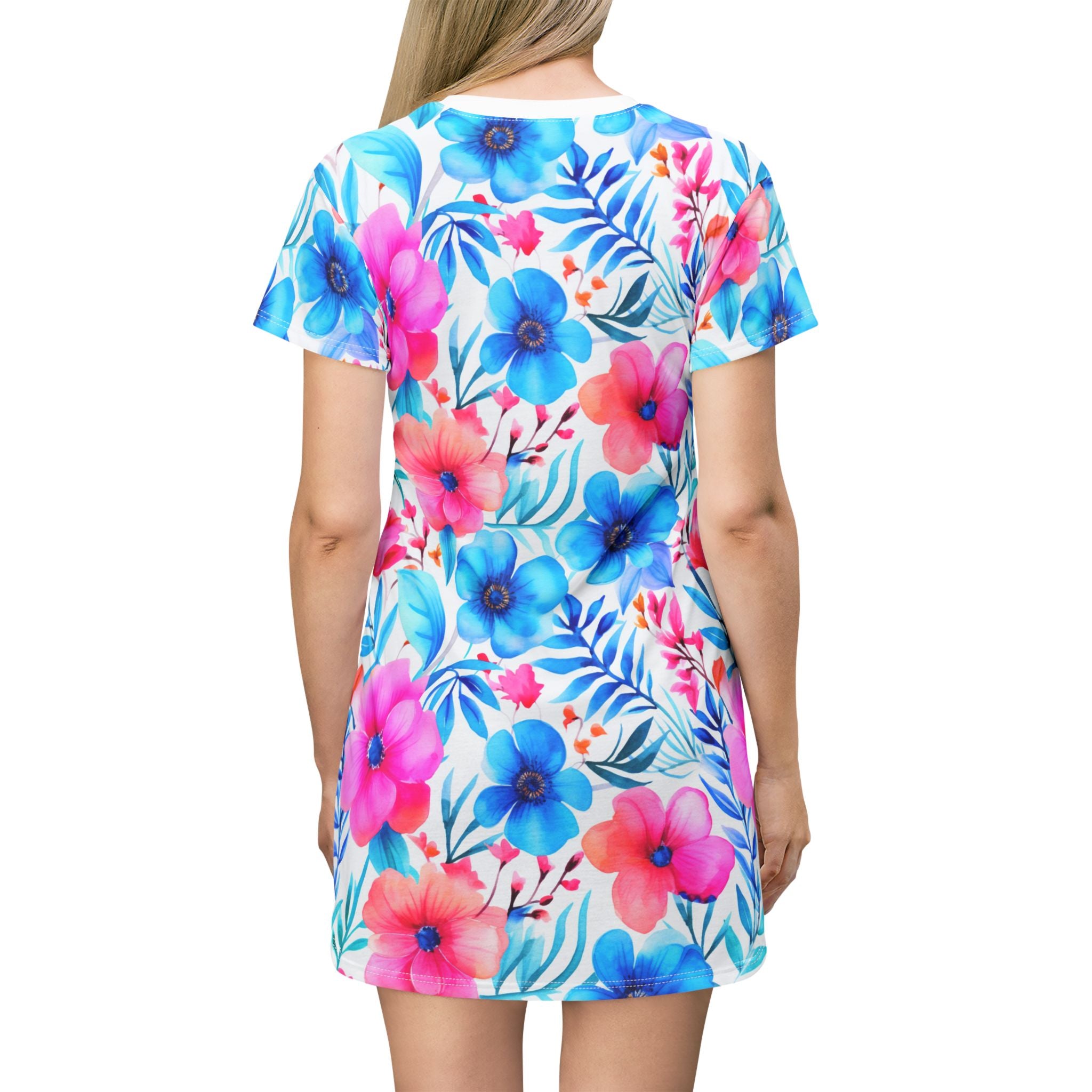 Floral T-Shirt Dress — All-Over Print Casual Summer Dress