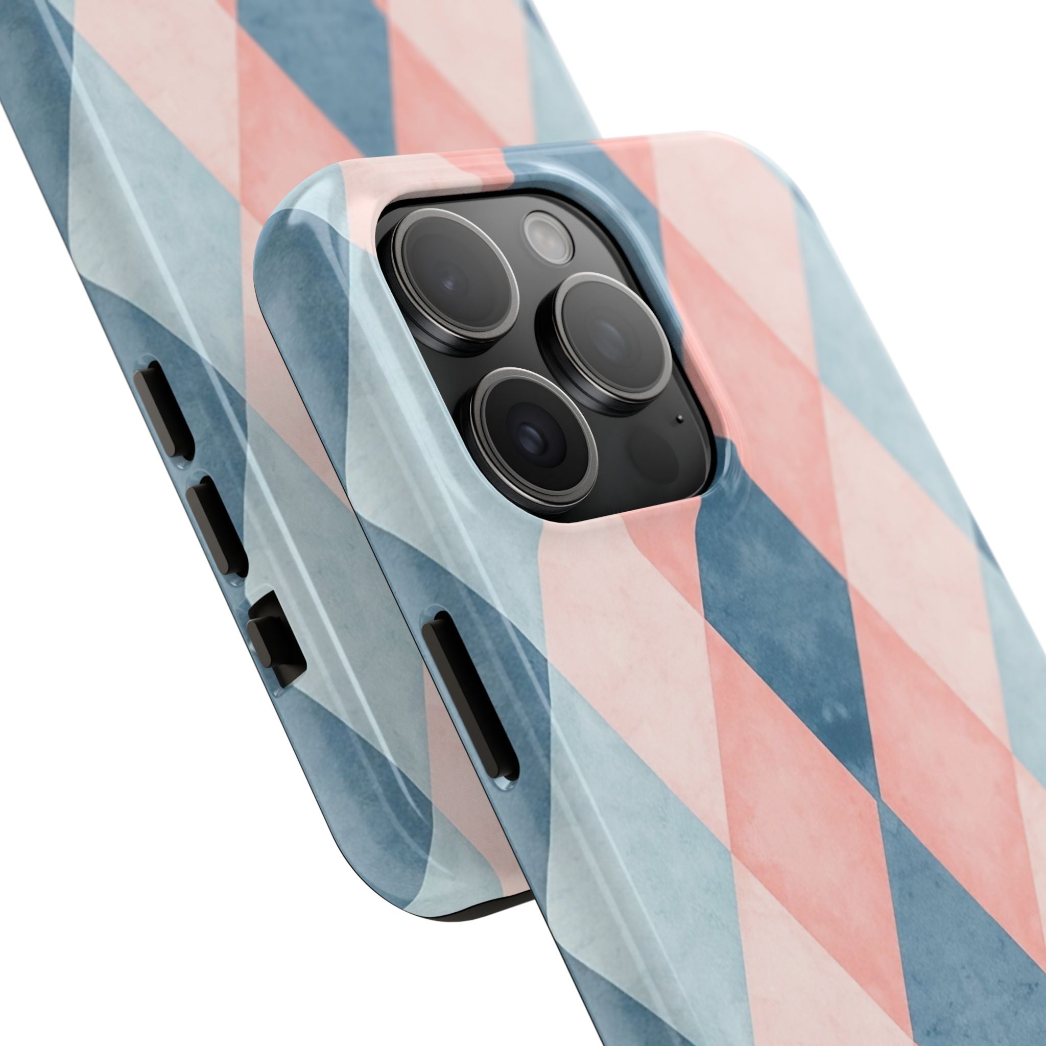 Pastel Harlequin Tough Phone Case — Blue & Pink Diamond Pattern