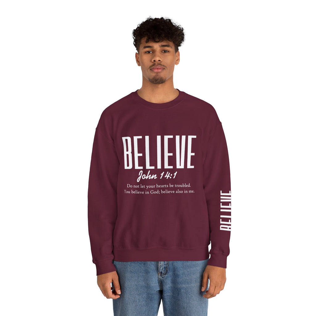 Wolf Pack “Believe John 14:1” Crewneck – Faith Streetwear Pullover