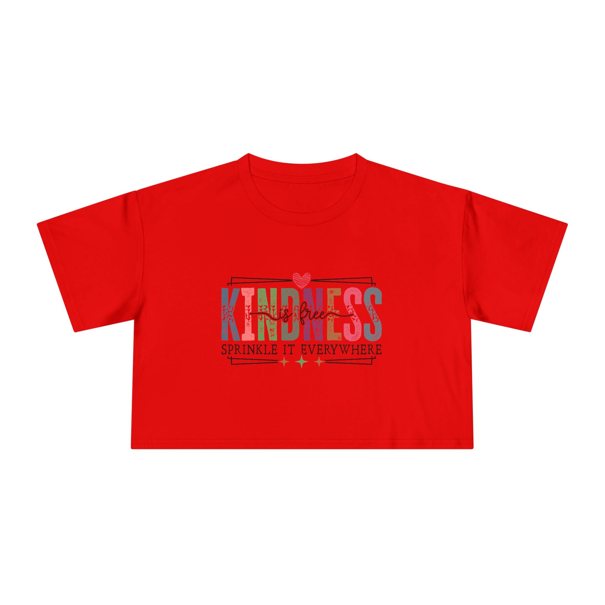 Crop Tee — "Kindness: Sprinkle It Everywhere" Floral Graphic