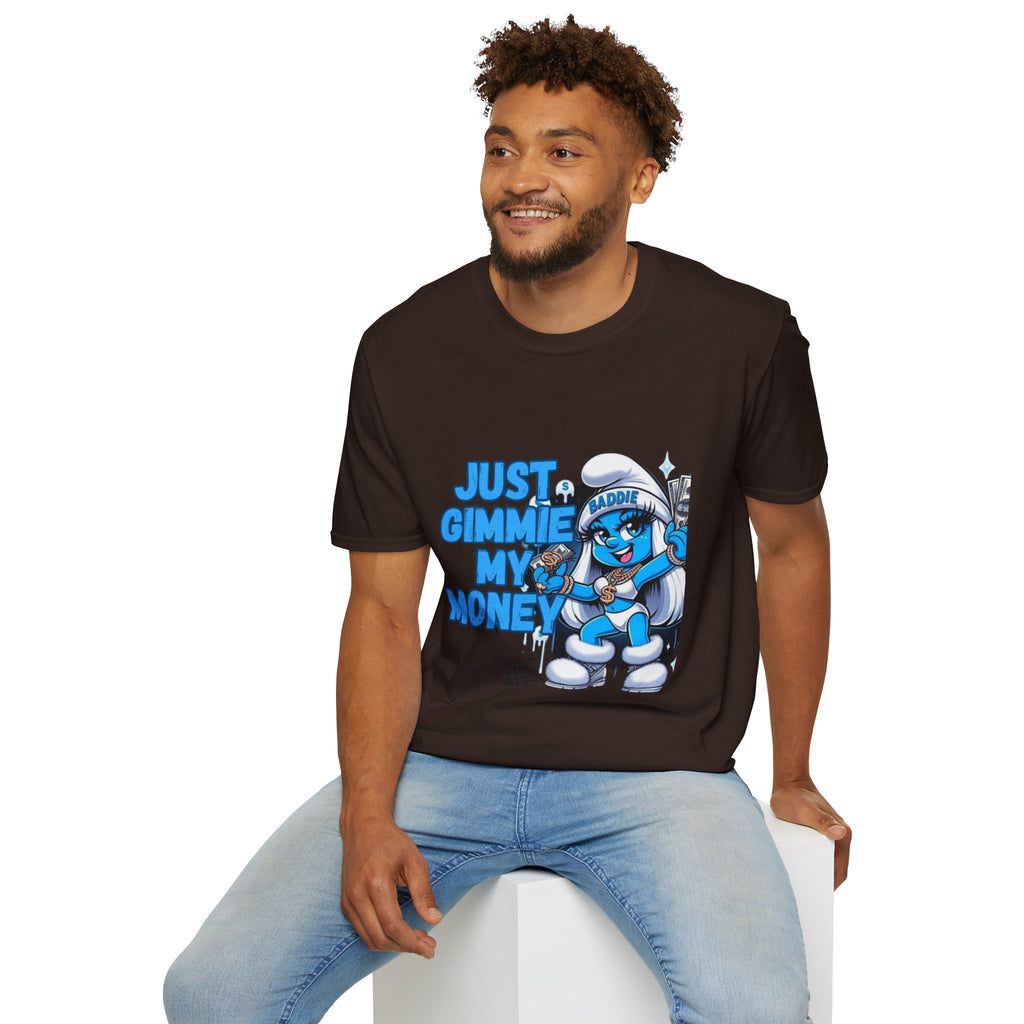 Just Gimmie My Money T-Shirt — Cute Blue Character Graphic Tee