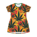 Bold Leaf Drip T-Shirt Dress – Street Art Summer Statement Dress